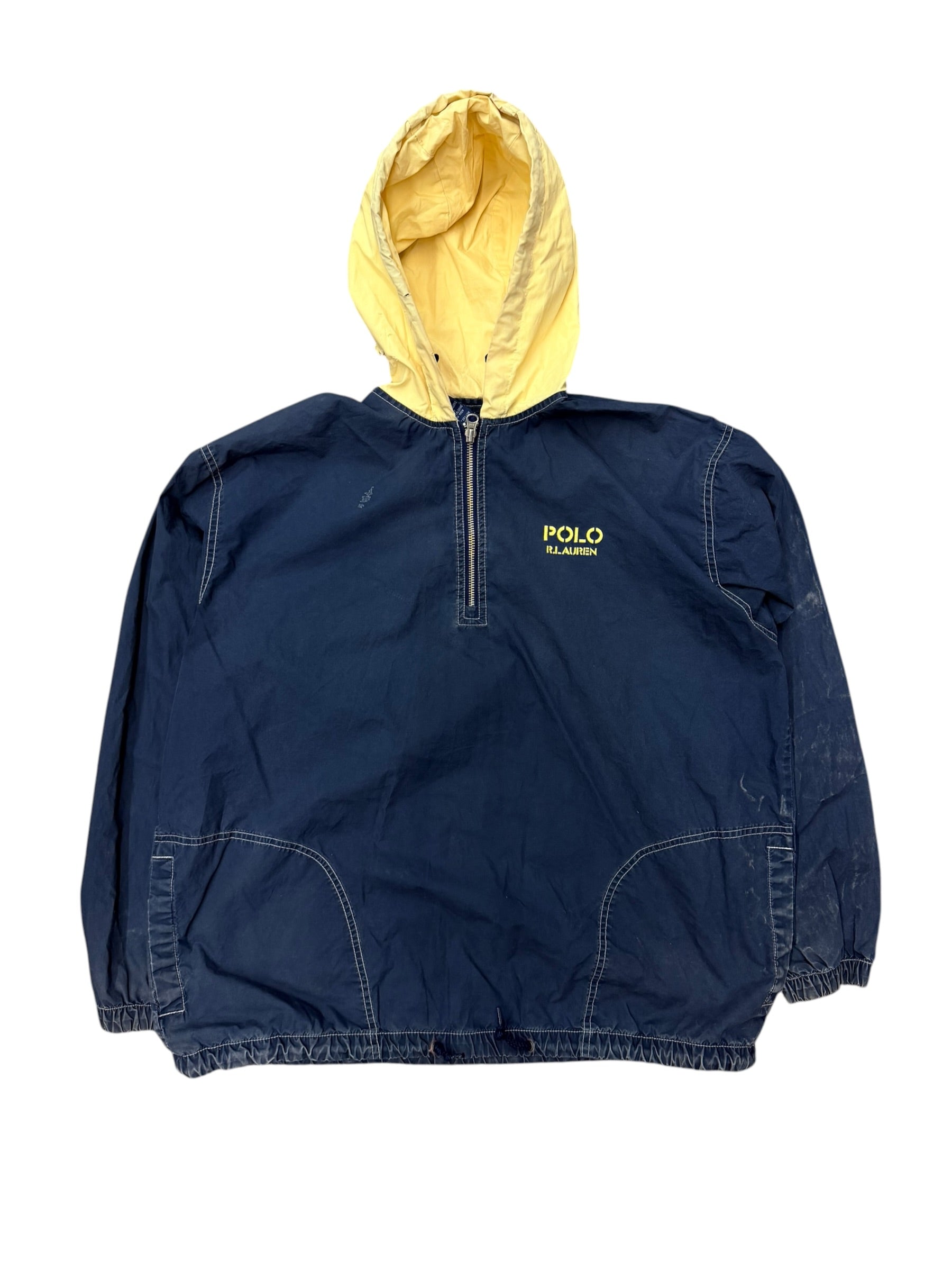 Vintage 1990s Polo Yellow Hooded Windbreaker Medium