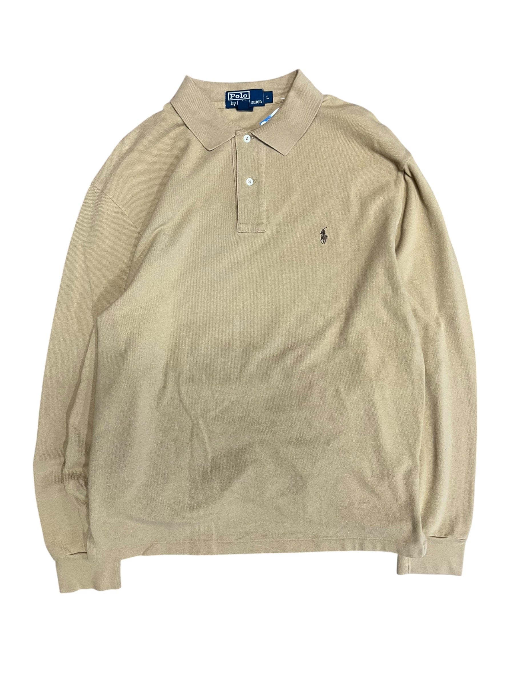 Vintage 2000s Beige Polo Long Sleeve Large