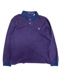 Vintage 2000s Red/Blue Striped Polo Long Sleeve 2XL