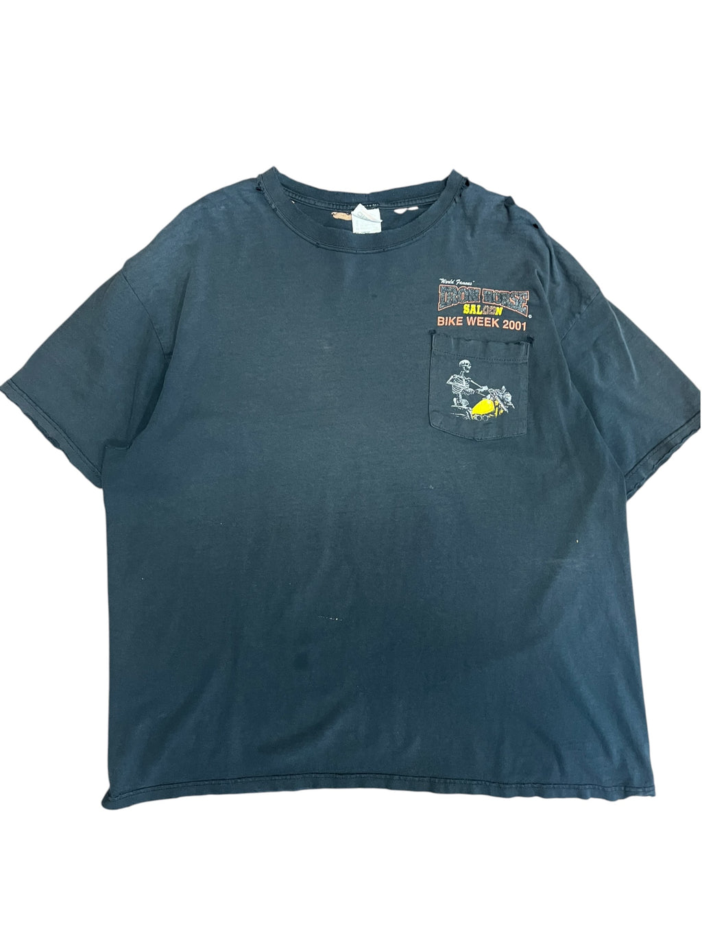 Vintage 2000s Thrashed Iron Horse Bike Week shirt 2XL