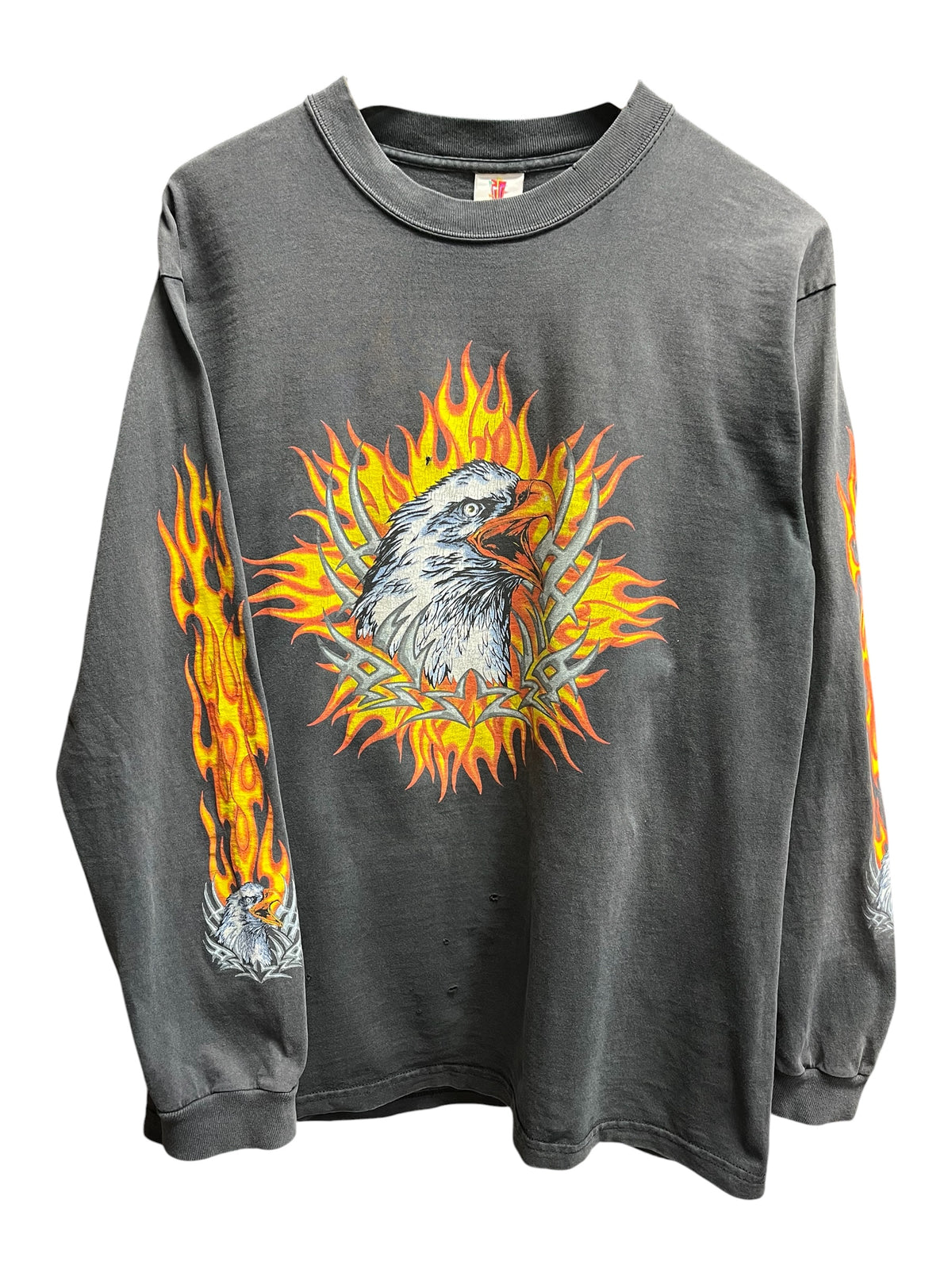 Vintage 1990s Biker Eagle Long Sleeve Shirt Large