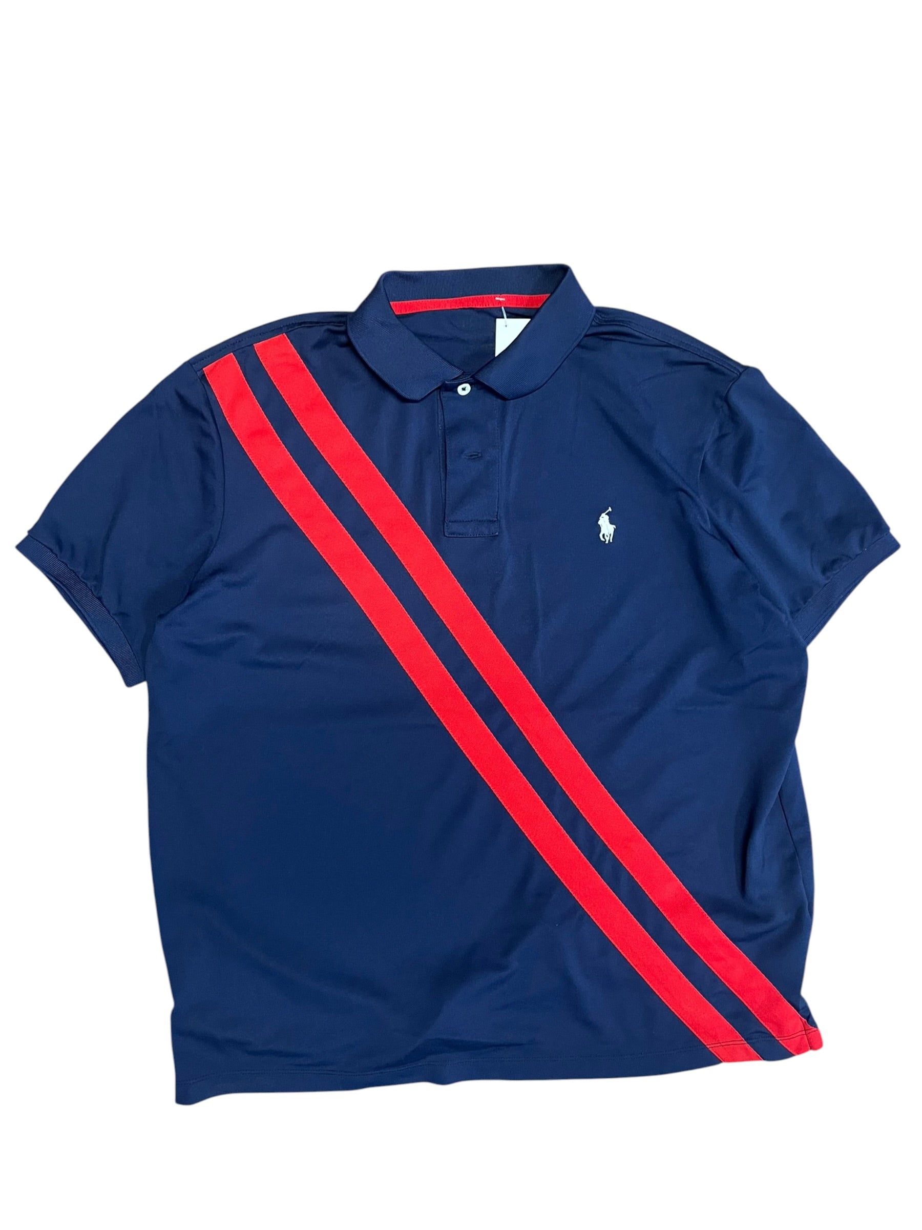 Vintage 2000s Blue/red striped  Polo Large