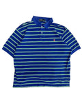 Vintage 2000s Blue/Green Striped Polo 2XL