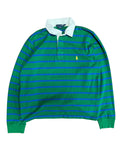 Vintage 2000s Blue/Green Striped Polo Long Sleeve XL