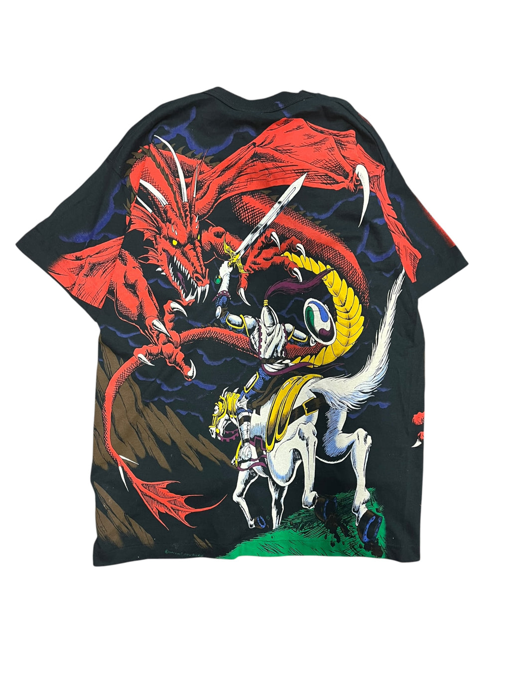 Vintage 1990s Liquid Blue Dragon AOP Shirt Large NWT