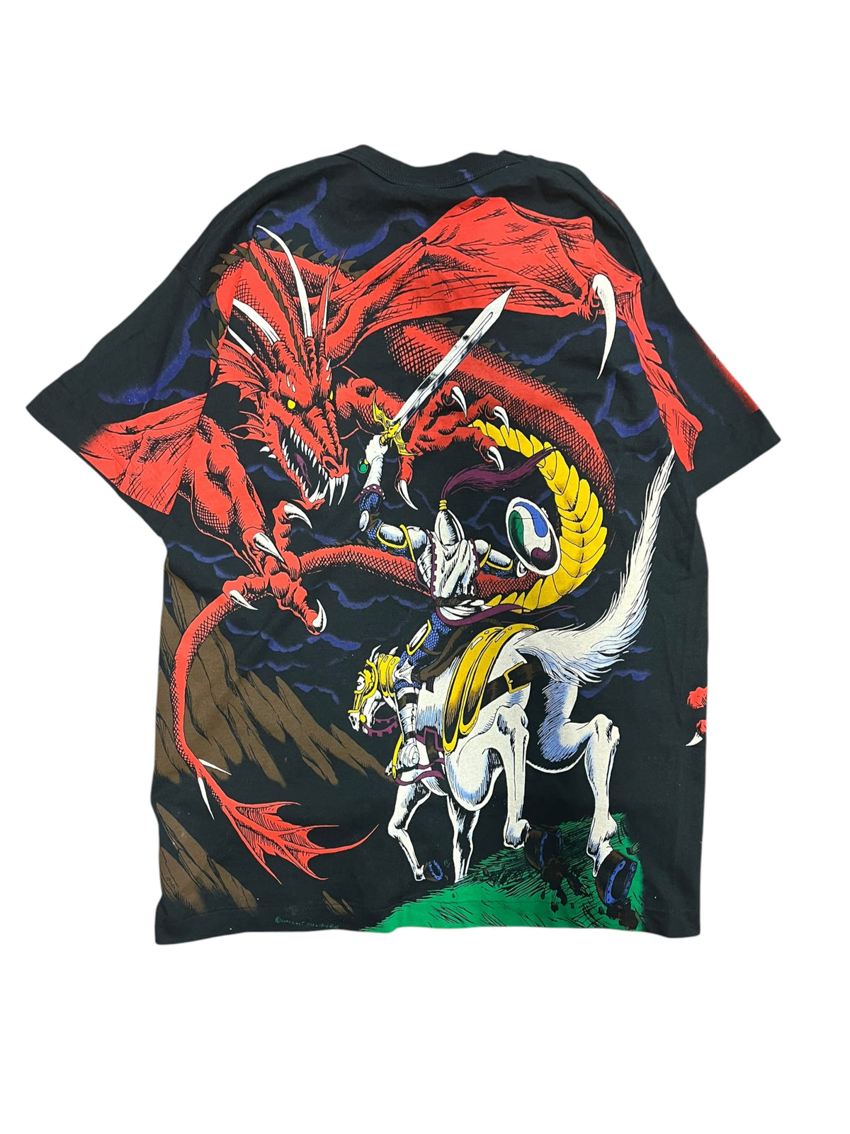 Vintage 1990s Liquid Blue Dragon AOP Shirt Large NWT