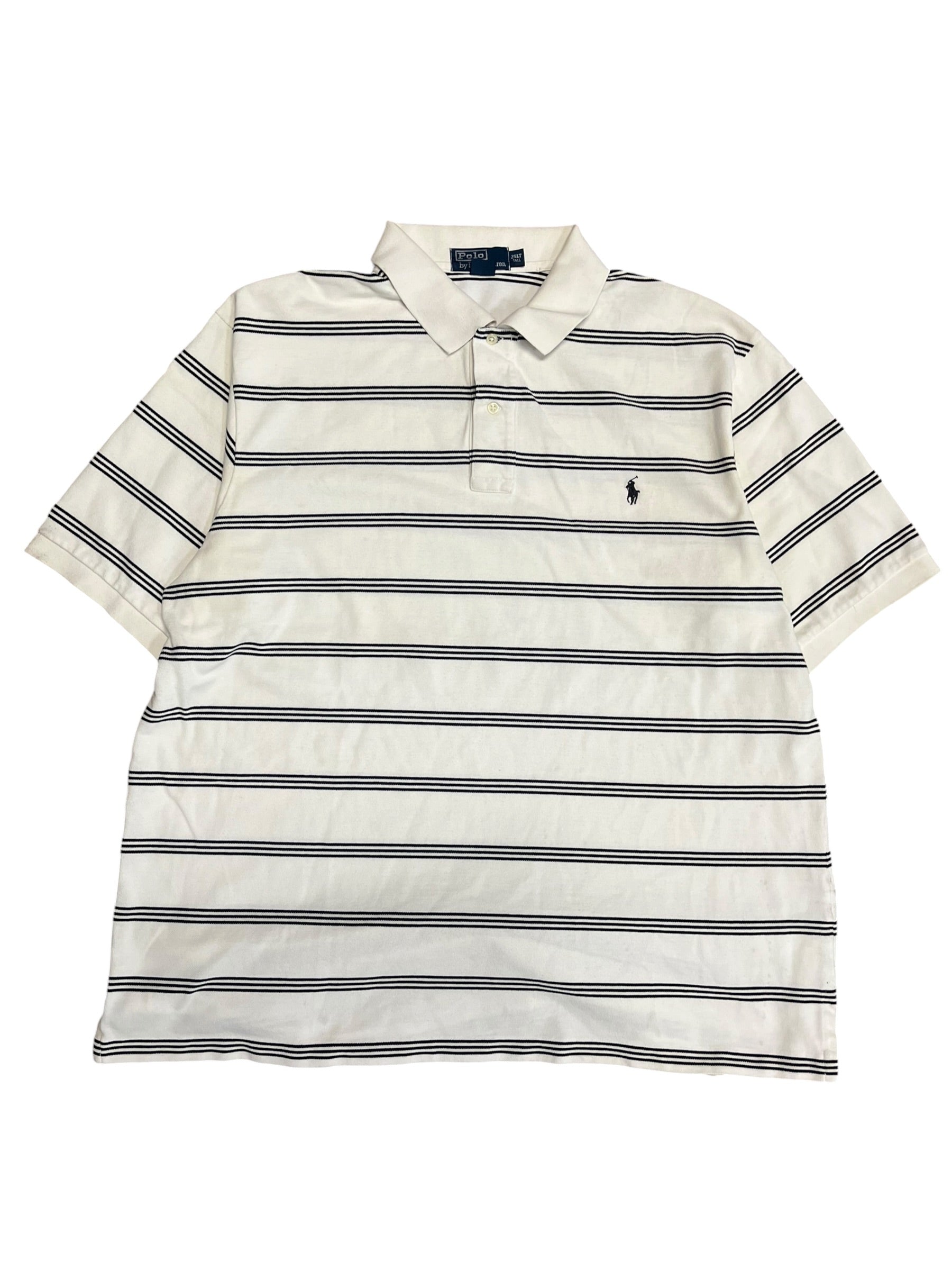 Vintage 2000s Black/White Striped Polo 2XL