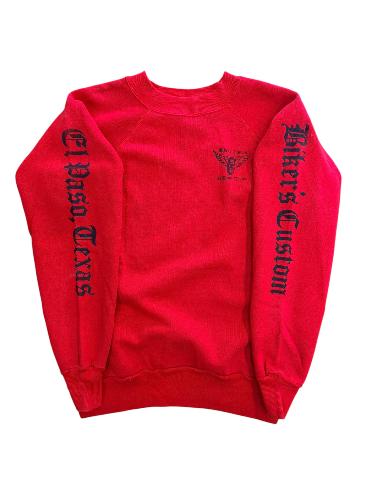 Vintage 1980s Bikers Custom El Paso Red Crewneck Sweater Medium
