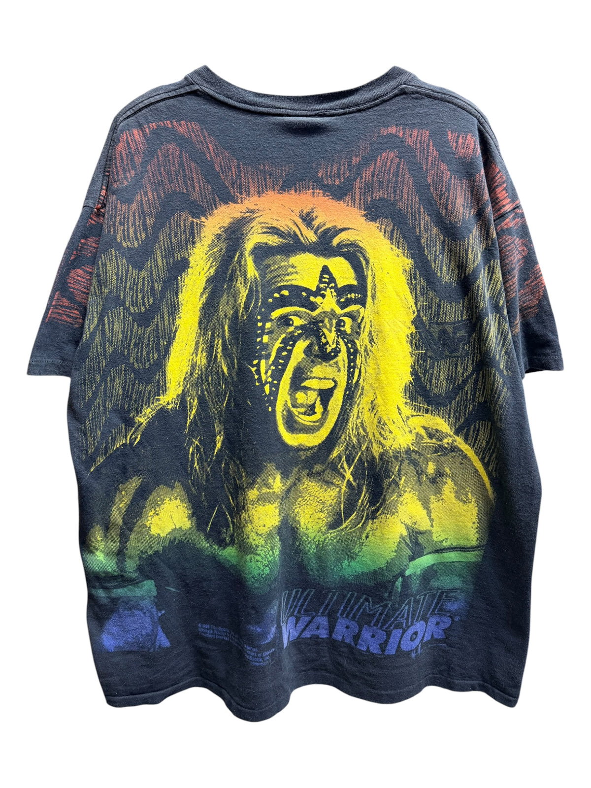 Vintage 1990s Ultimate Warrior All Over Print WWF Shirt XL