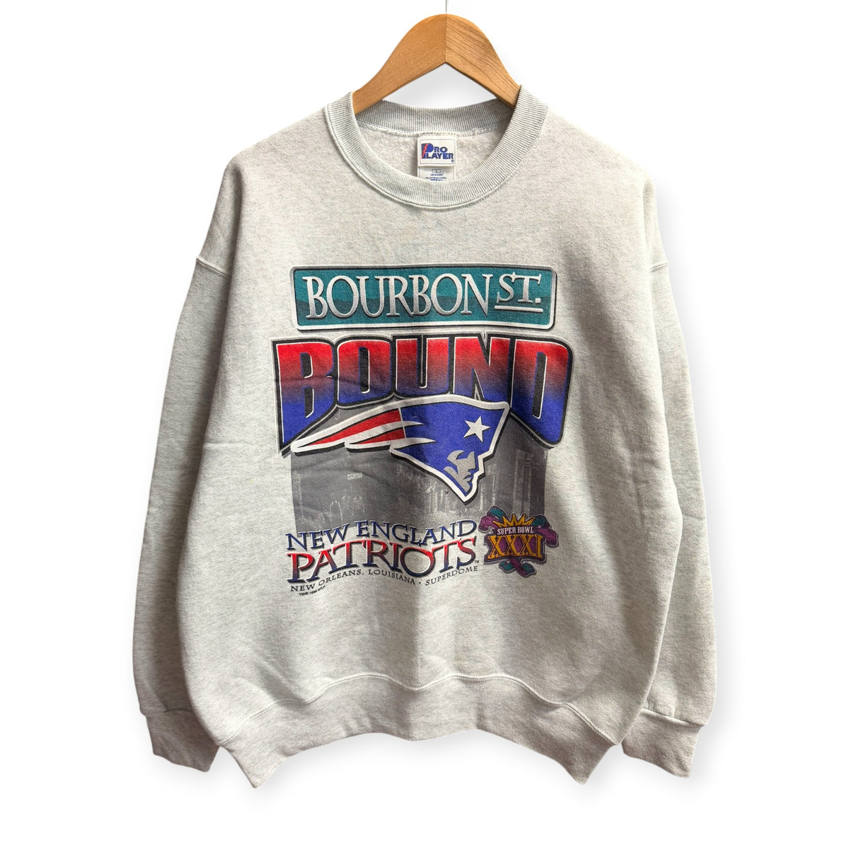 Vintage 1990s New England Patriots Super Bowl Crewneck Sweater Large