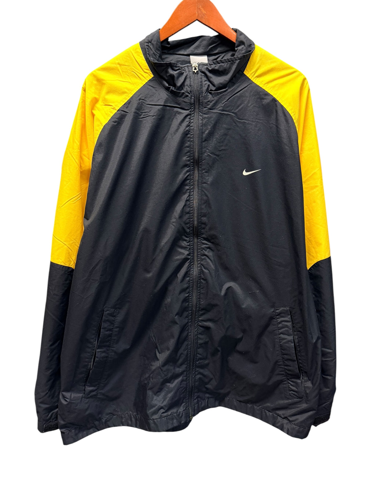Vintage 2000s Nike Spellout Black Yellow Windbreaker 2XL