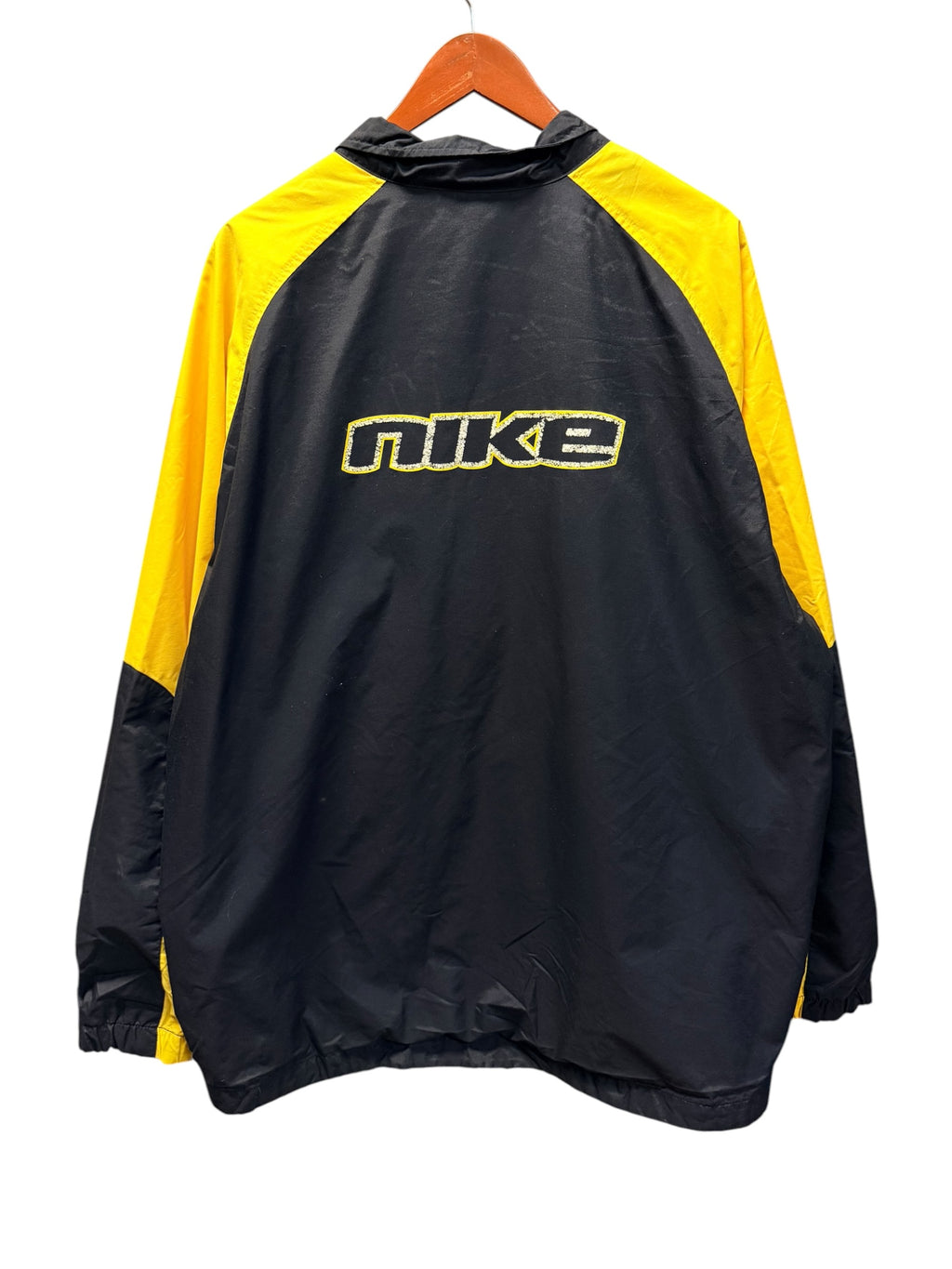 Vintage 2000s Nike Spellout Black Yellow Windbreaker 2XL
