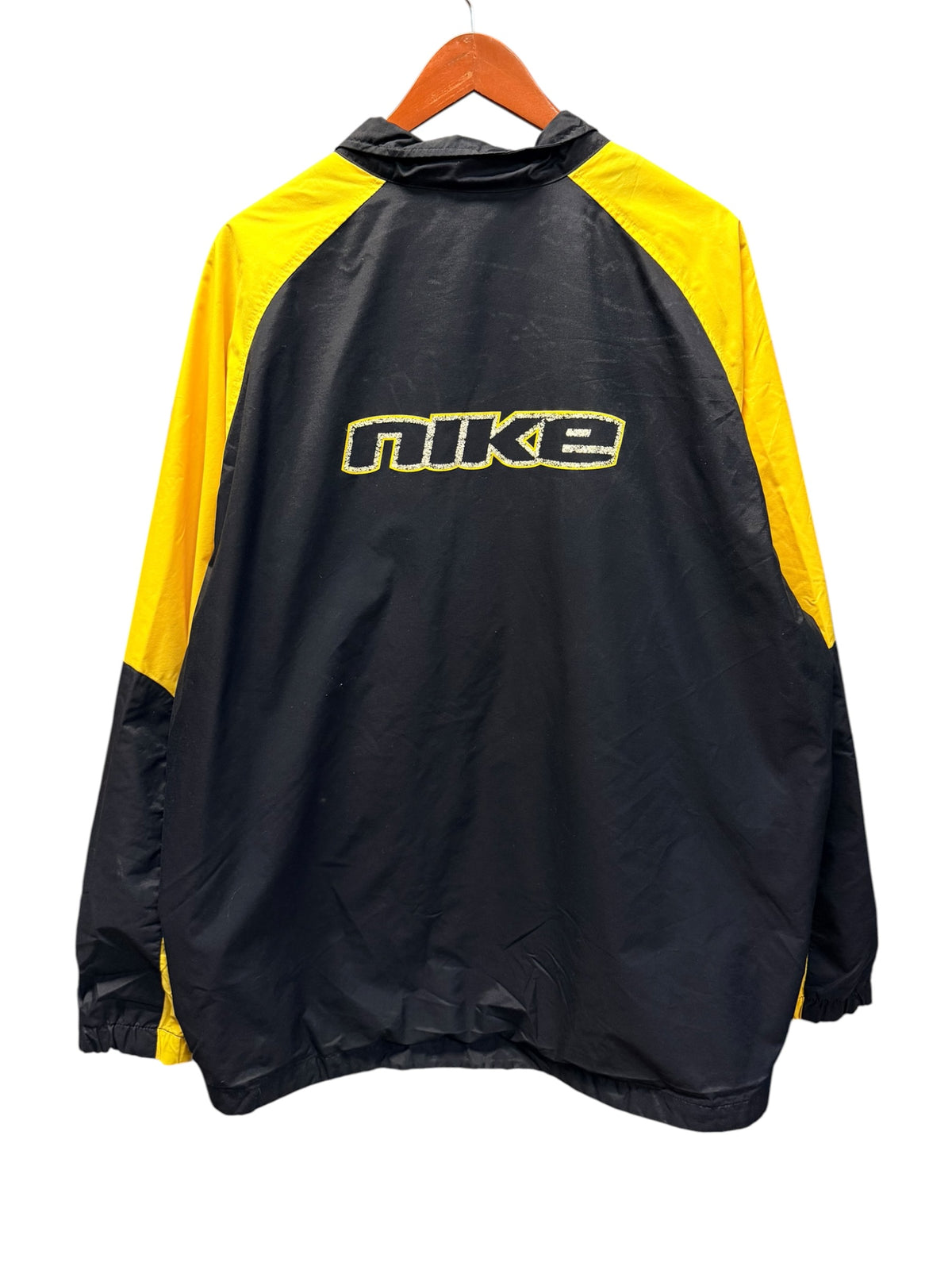 Vintage 2000s Nike Spellout Black Yellow Windbreaker 2XL