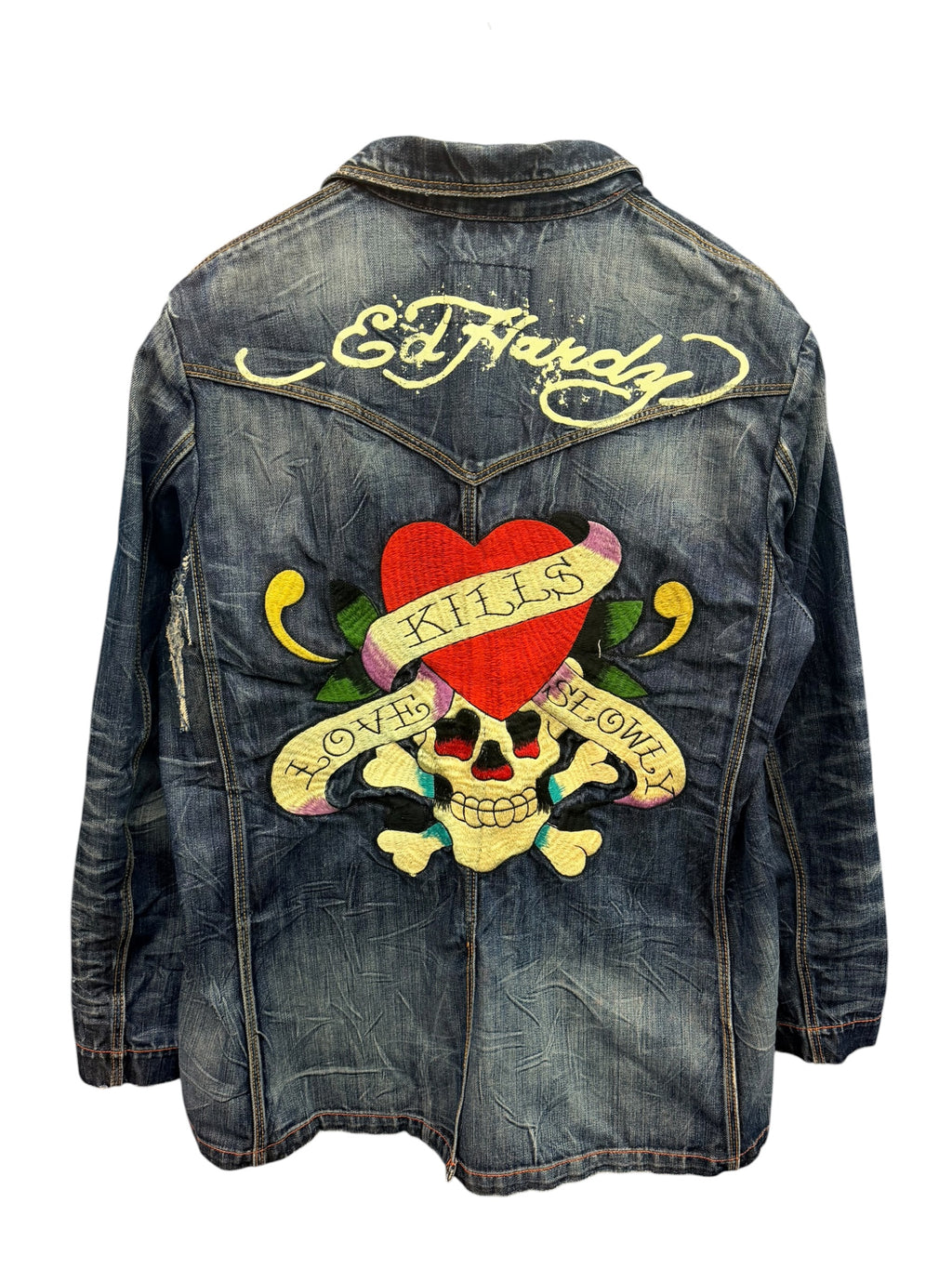 Vintage 2000s Ed Hardy Love Kills Denim Jacket XL