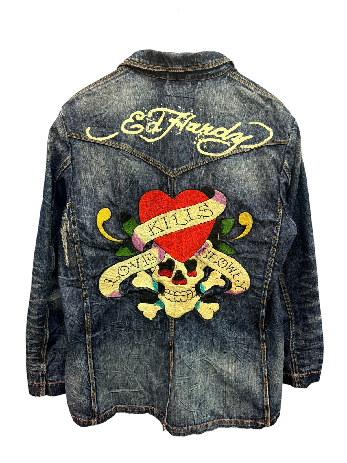Vintage 2000s Ed Hardy Love Kills Denim Jacket XL