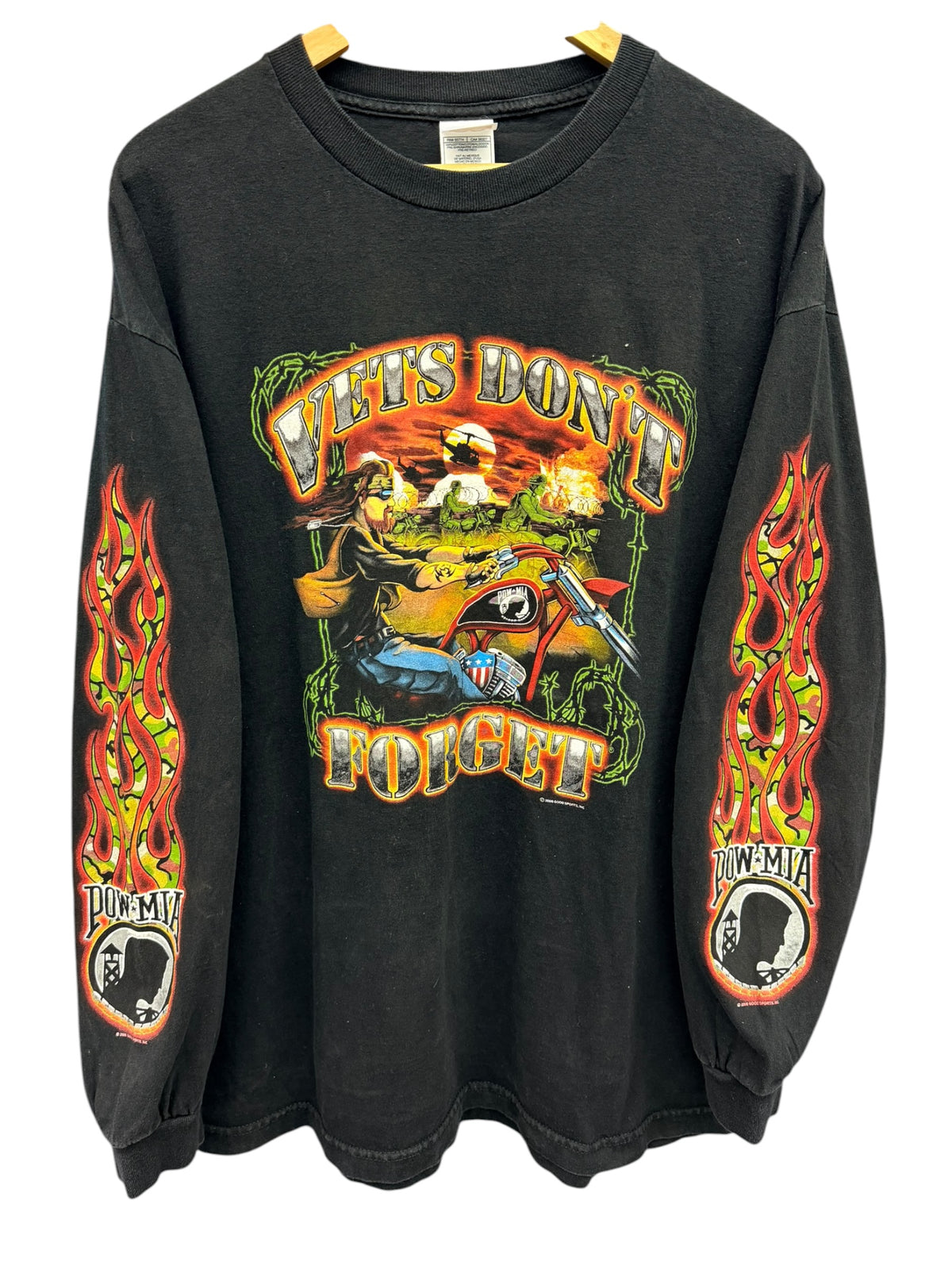 Vintage 2000s Vets Don’t Forget Motorcycle Long Sleeve Graphic Shirt XL