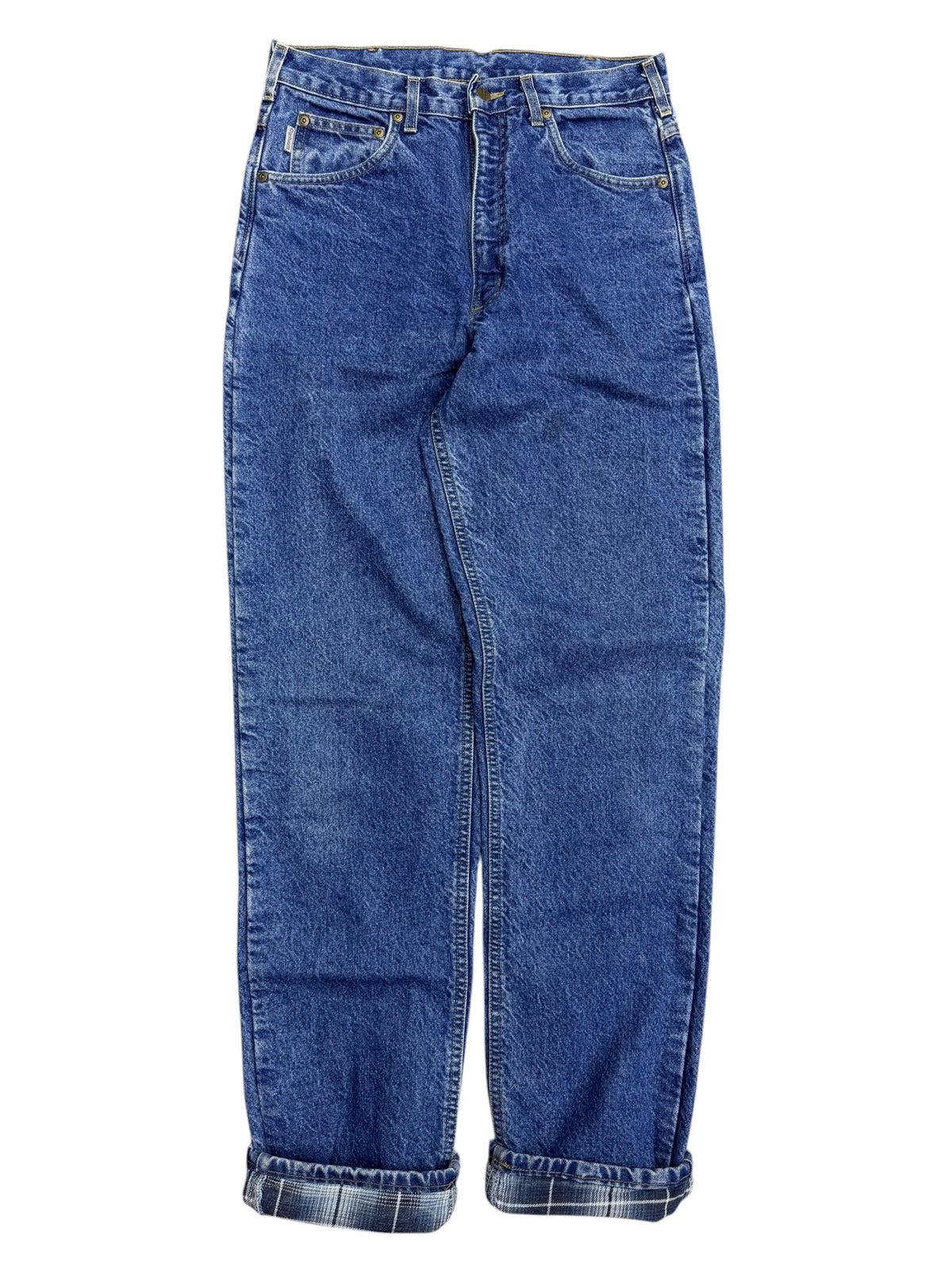 Vintage 2000s Carhartt Flannel Lined Navy Denim Pants 32W