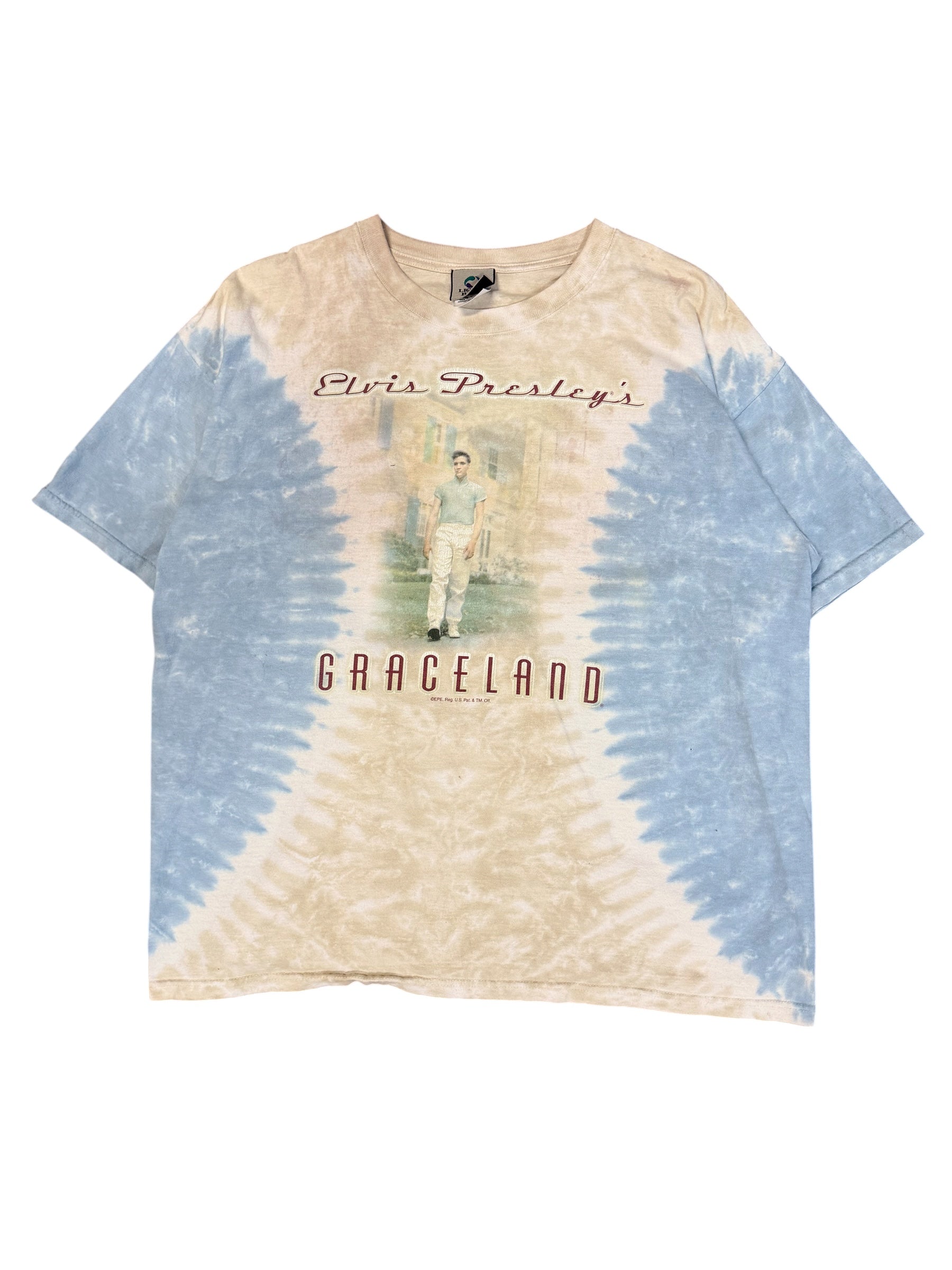 Vintage 2000s Elvis Presley Graceland Liquid Blue Shirt XL