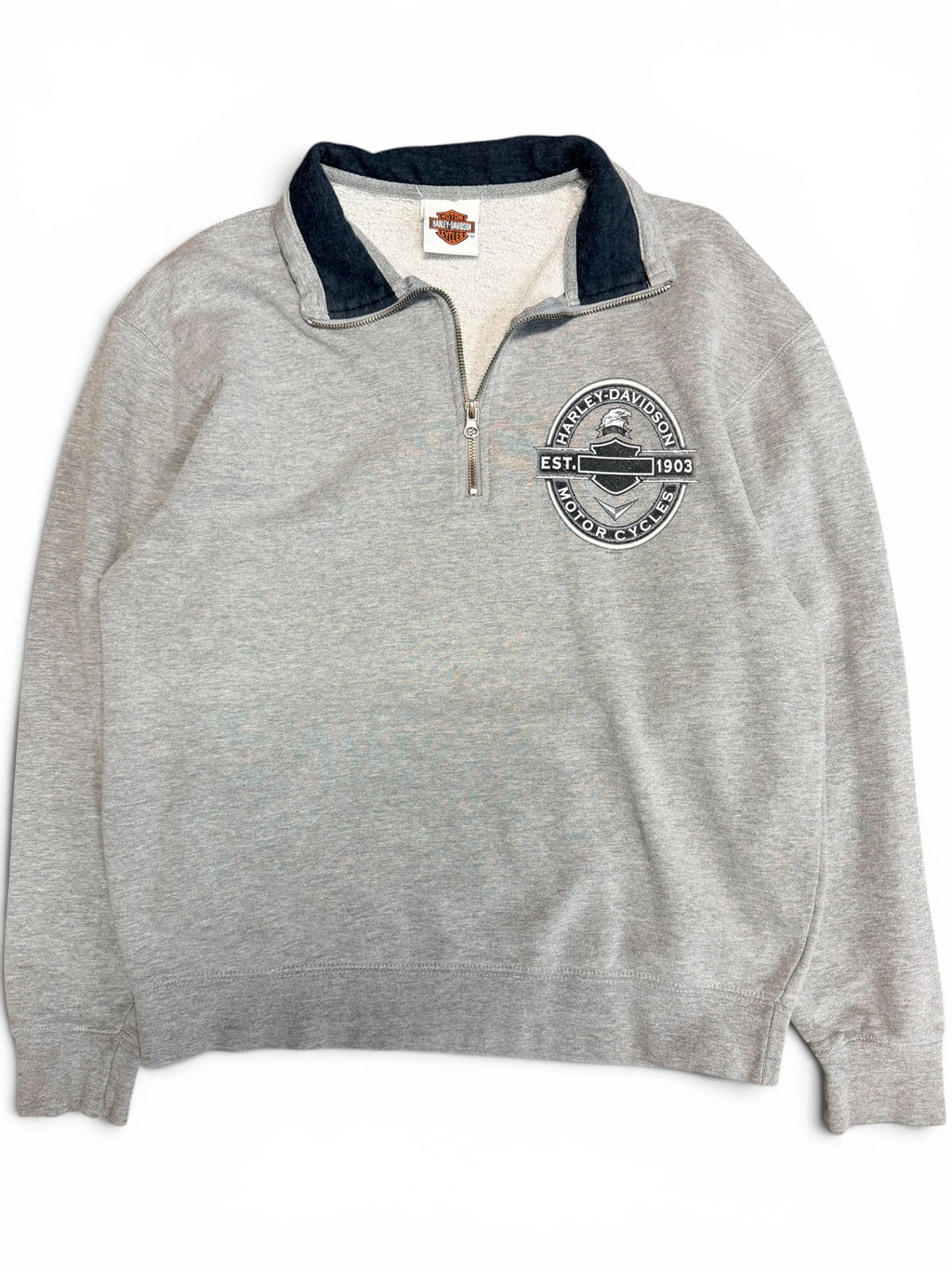 2010s Harley Davidson Motorcycles Quarter Zip Sweater Medium