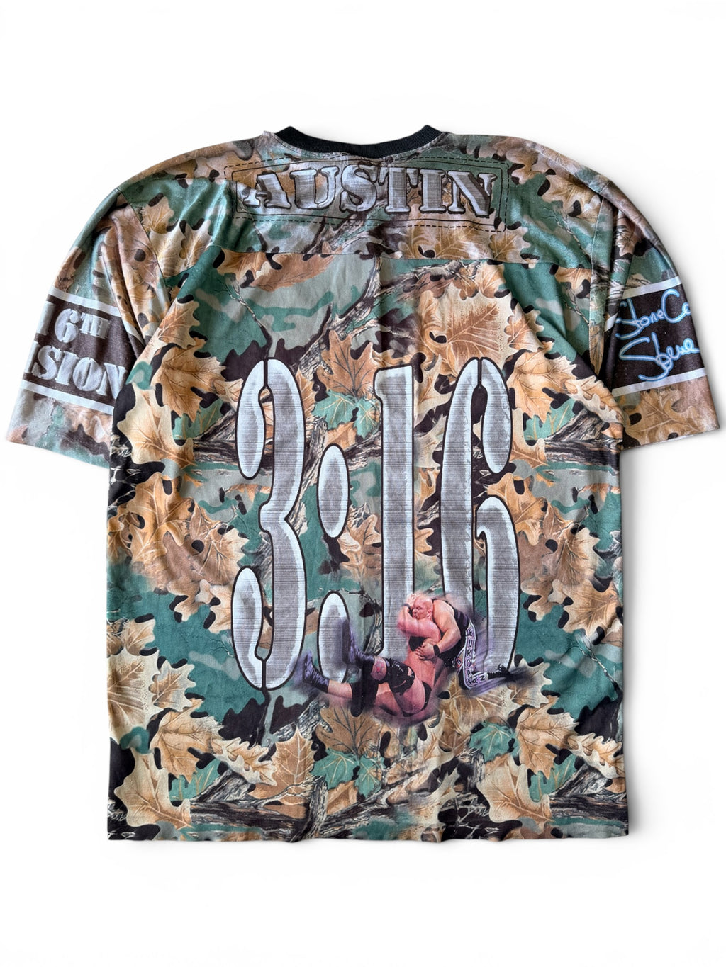Vintage 1990s Stone Cold Steve Austin WWF Camo Jersey Large