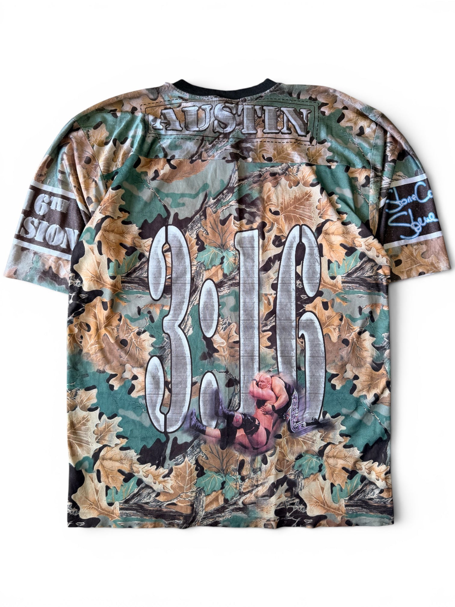 Vintage 1990s Stone Cold Steve Austin WWF Camo Jersey Large