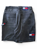 Vintage 1990s Tommy Hilfiger Black Denim Jort Shorts 36W