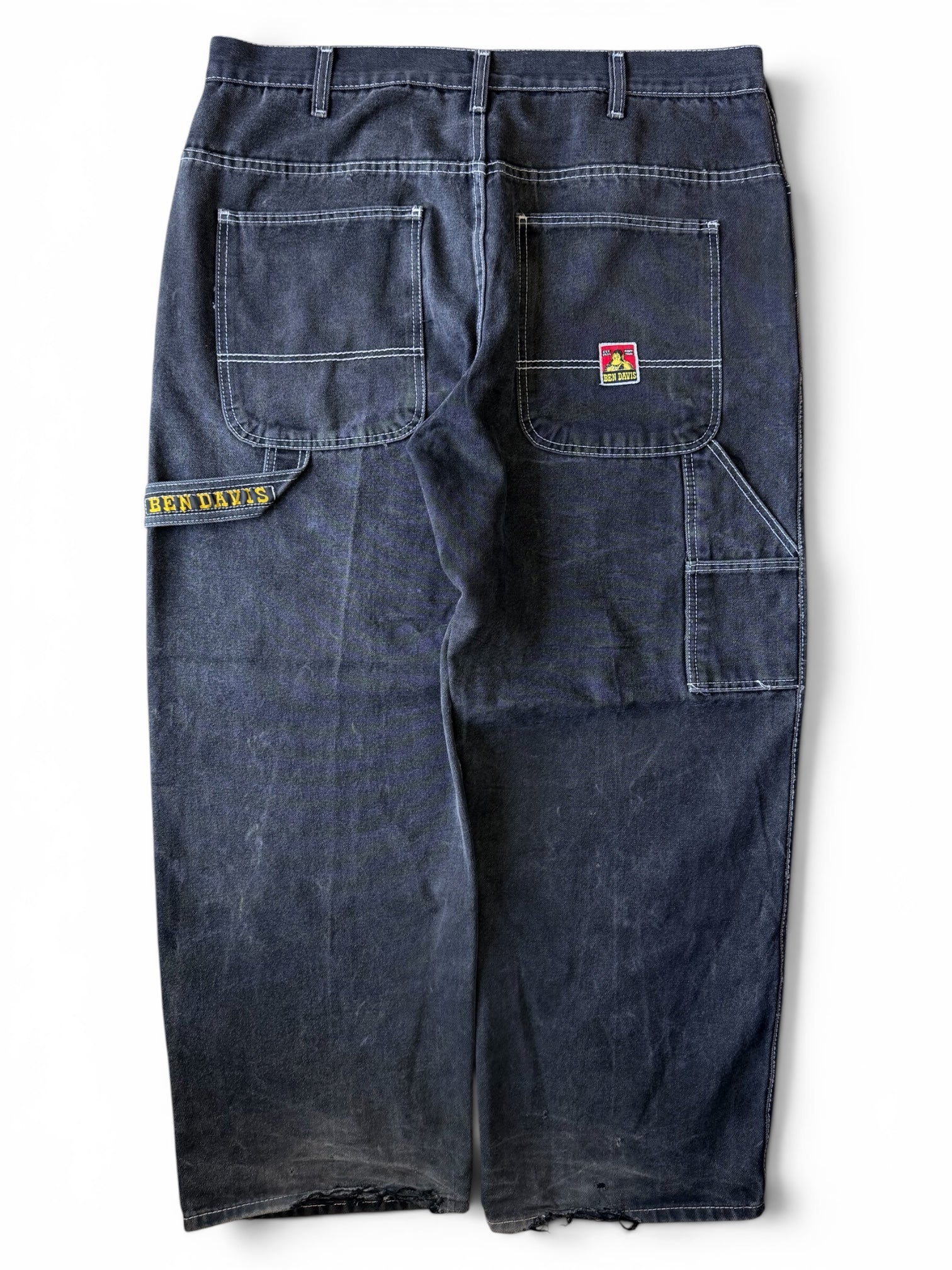 Vintage 2000s Ben David Wide Leg Baggy Black Denim Pants 40x30
