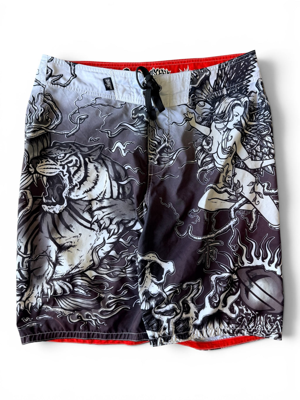Vintage 2000s Lost Mayhem Traditional Graphic Swim Trunks Shorts 32W