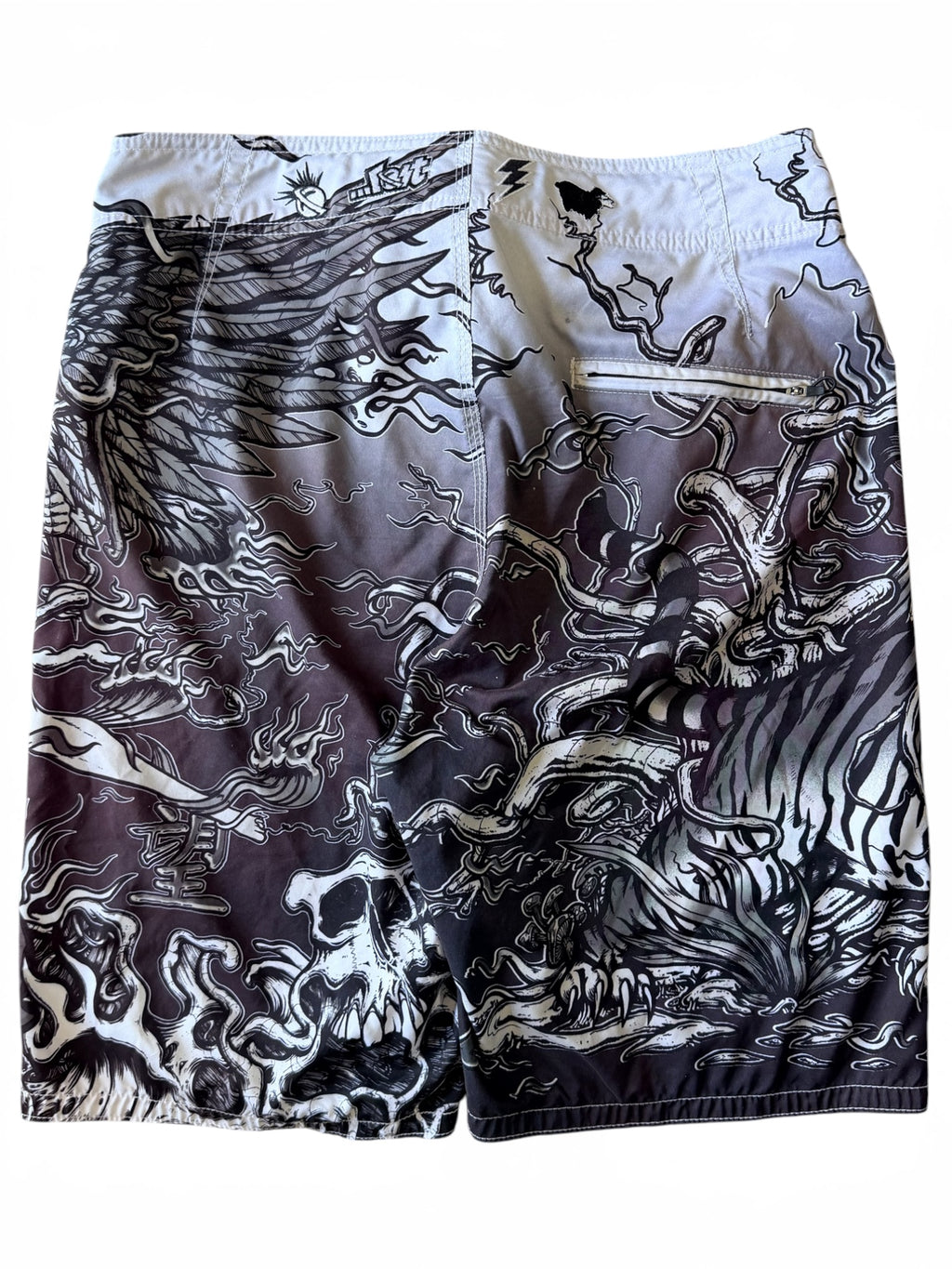 Vintage 2000s Lost Mayhem Traditional Graphic Swim Trunks Shorts 32W