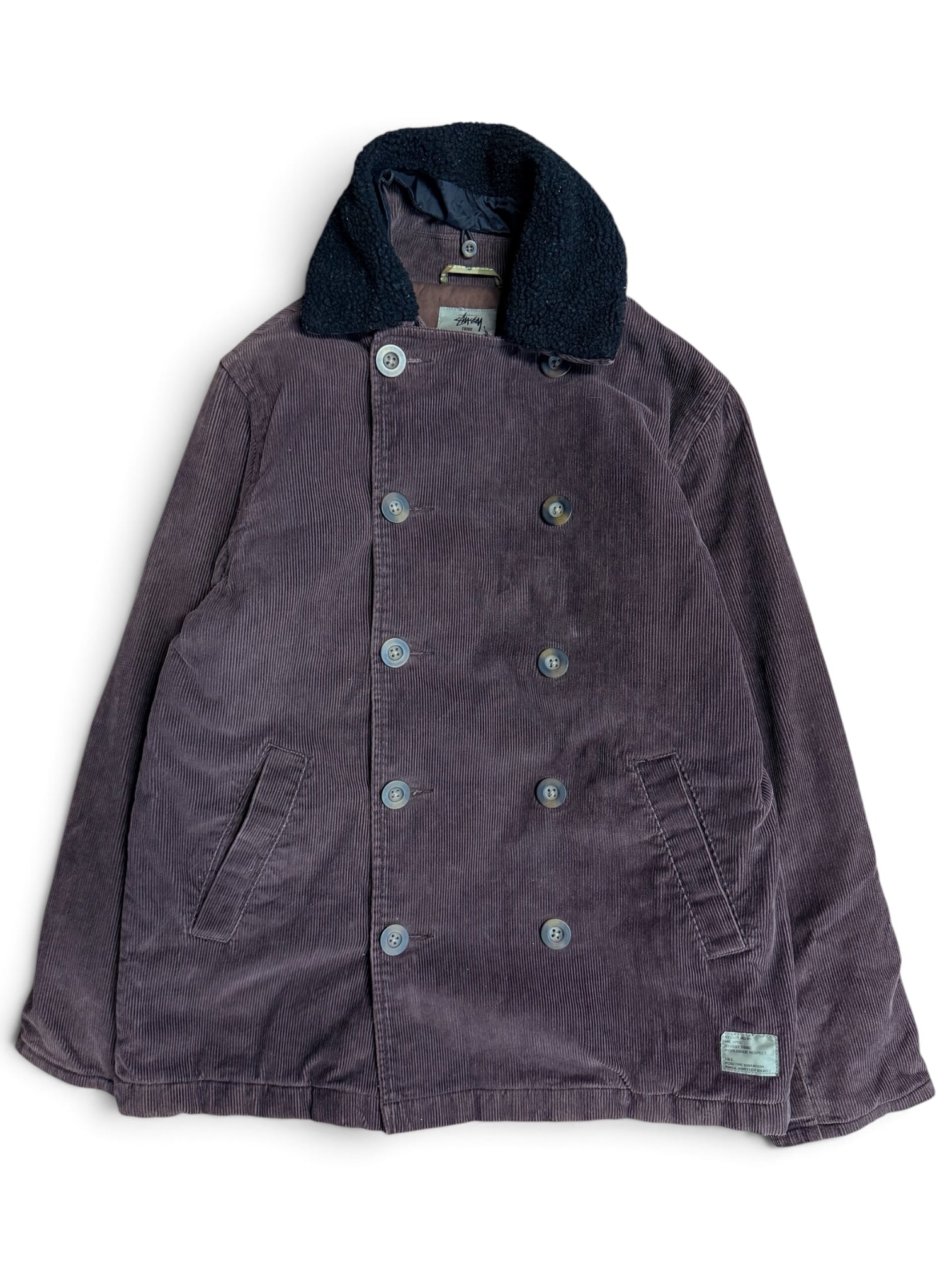 Stussy Double Breasted Pea Coat Jacket Medium