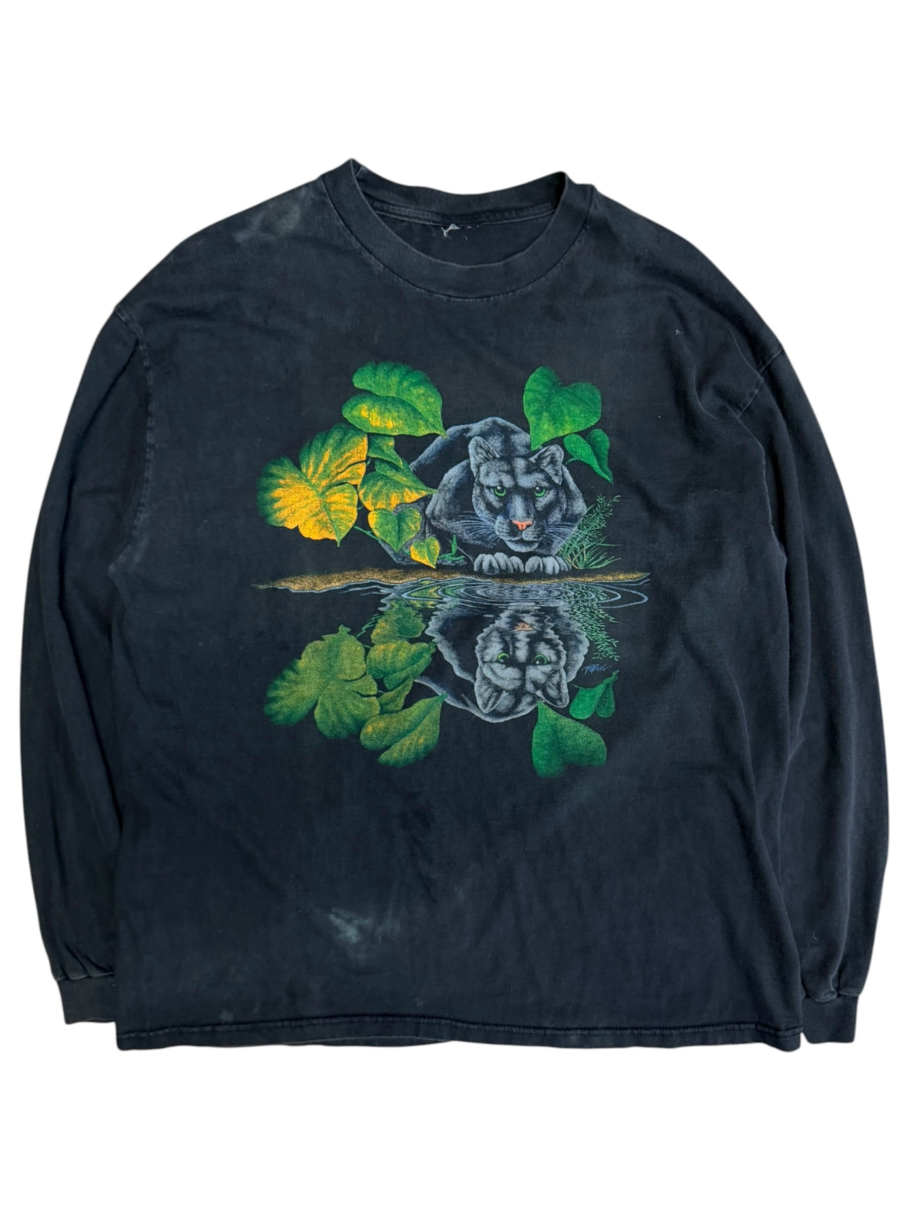 Vintage 1990s Black Panther Nature Graphic Shirt XL
