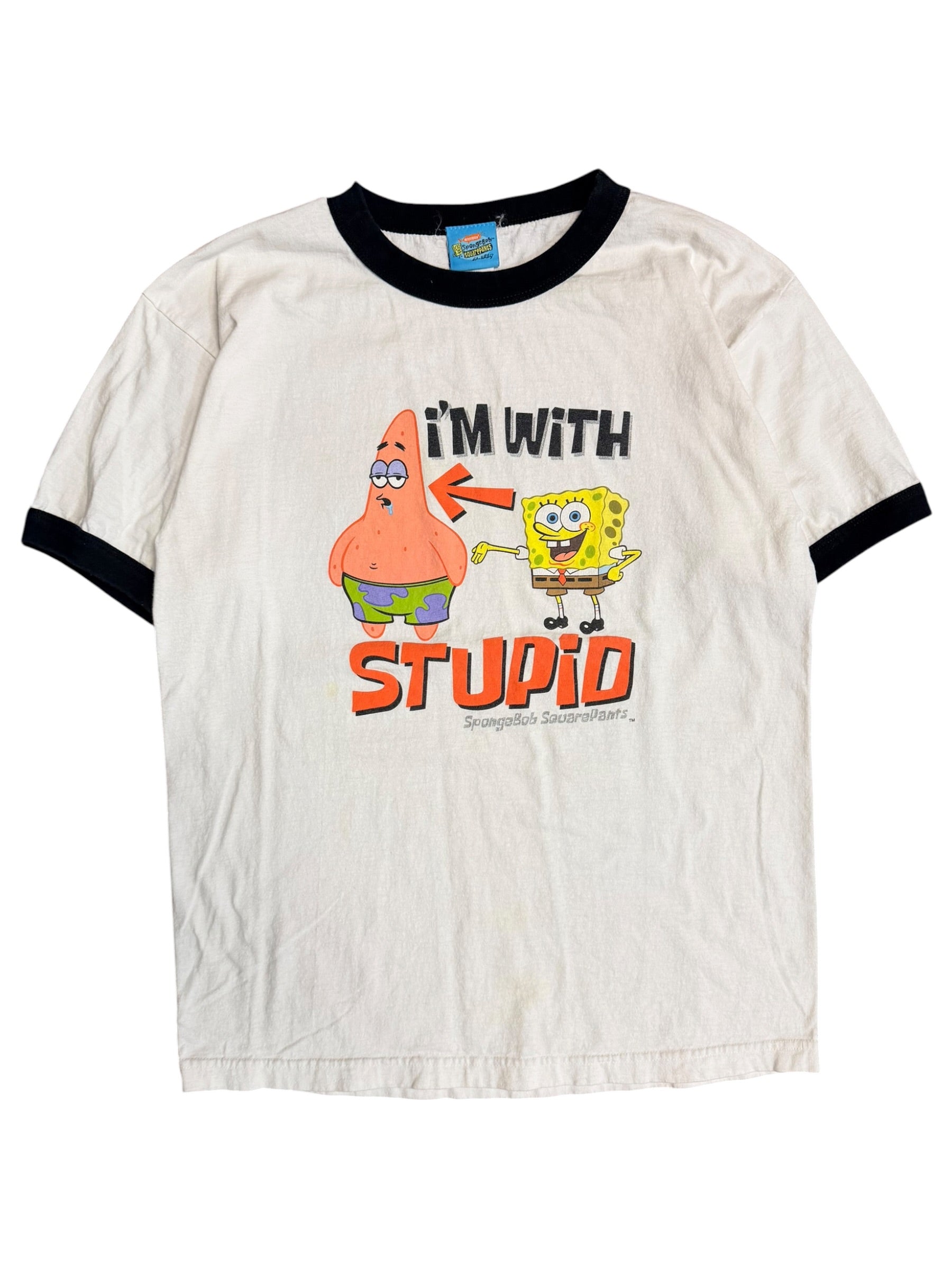 Vintage 2000s SpongeBob I’m With Stupid Shirt Large