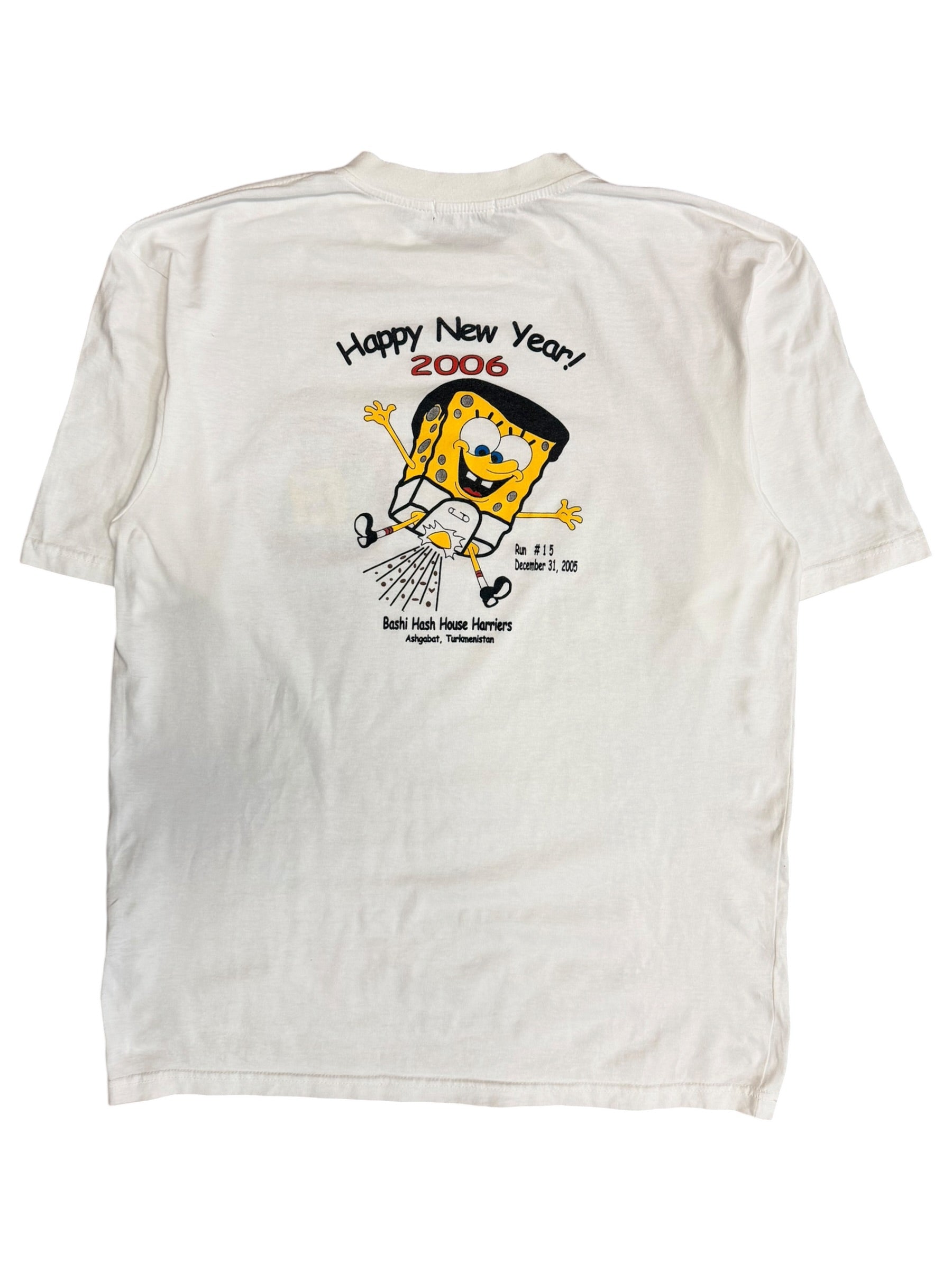 Vintage 2000s SpongeBob New Years Eve Run Graphic Shirt Large