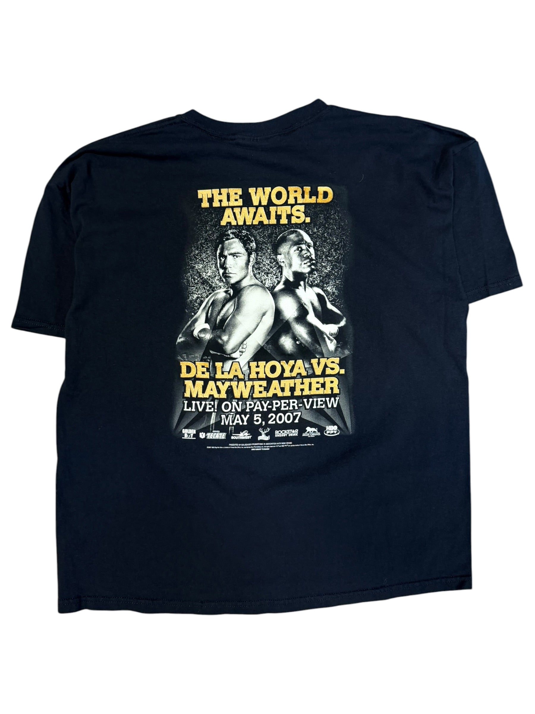Vintage 2000s De La Hoya Vs Mayweather Boxing Black Shirt XL