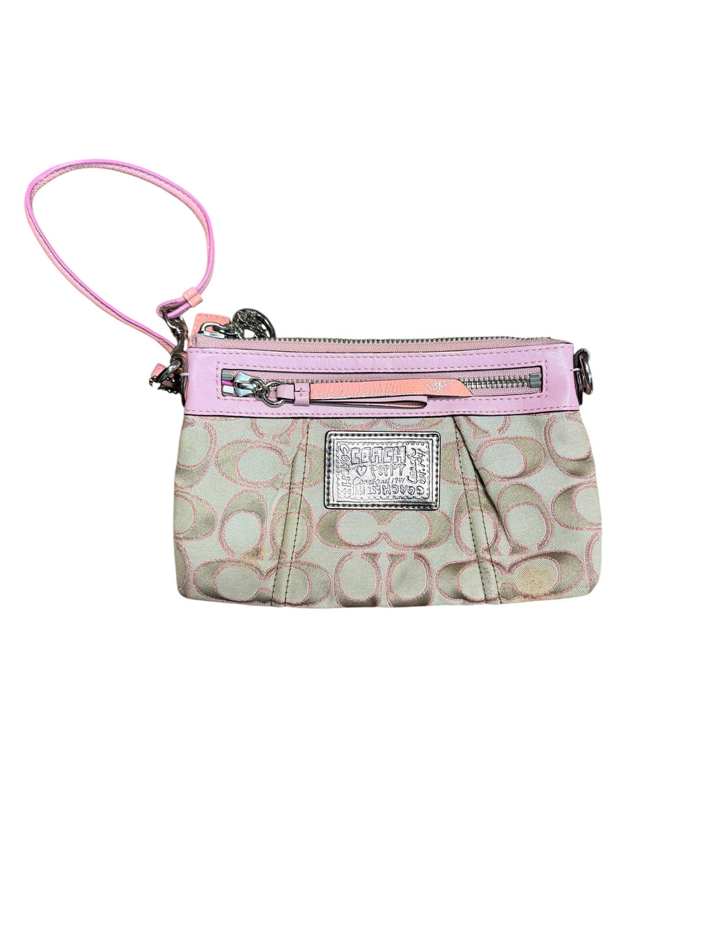 2000s Coach Poppy Canvas Pink Small Wristlet
