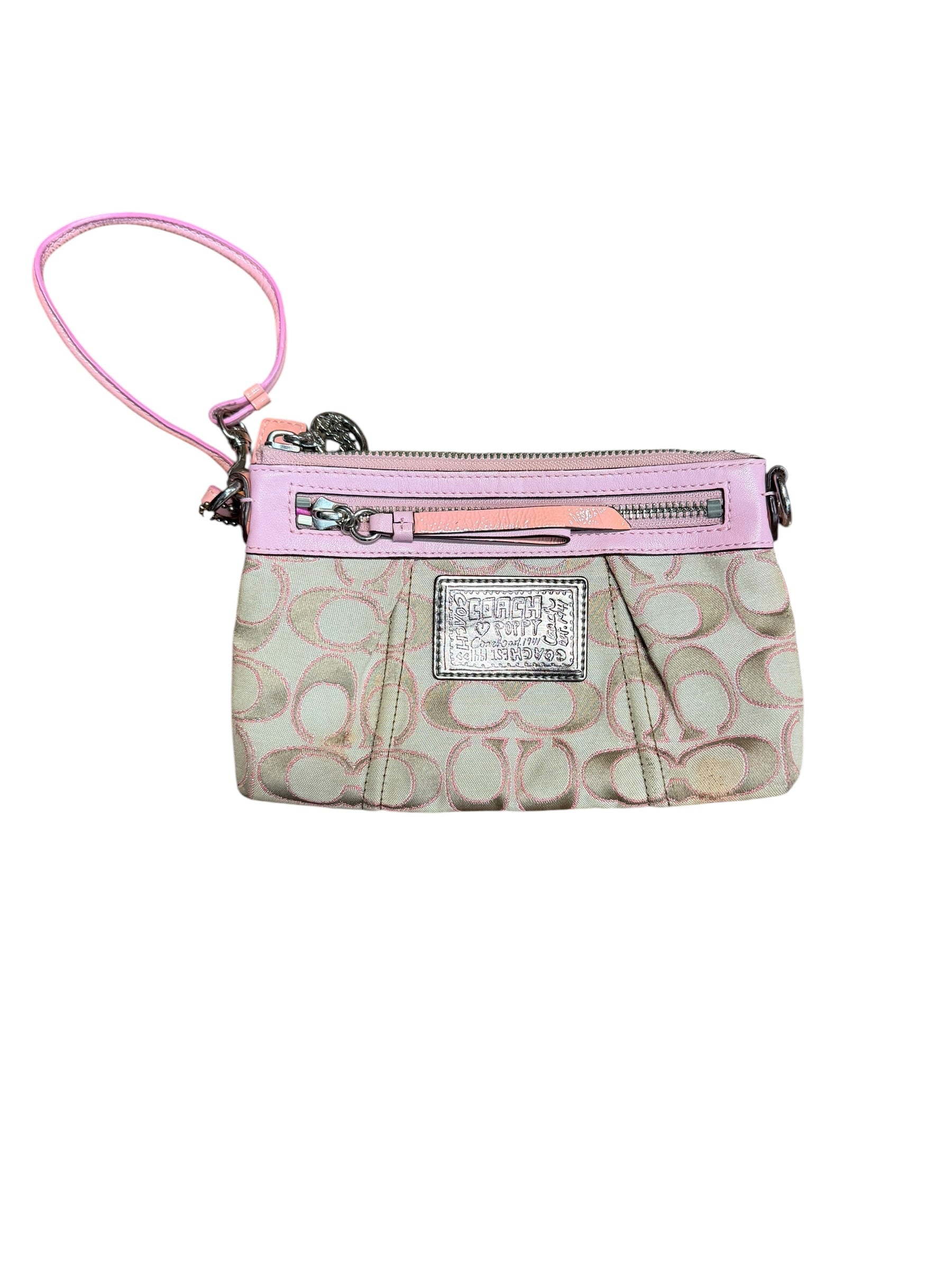 2000s Coach Poppy Canvas Pink Small Wristlet