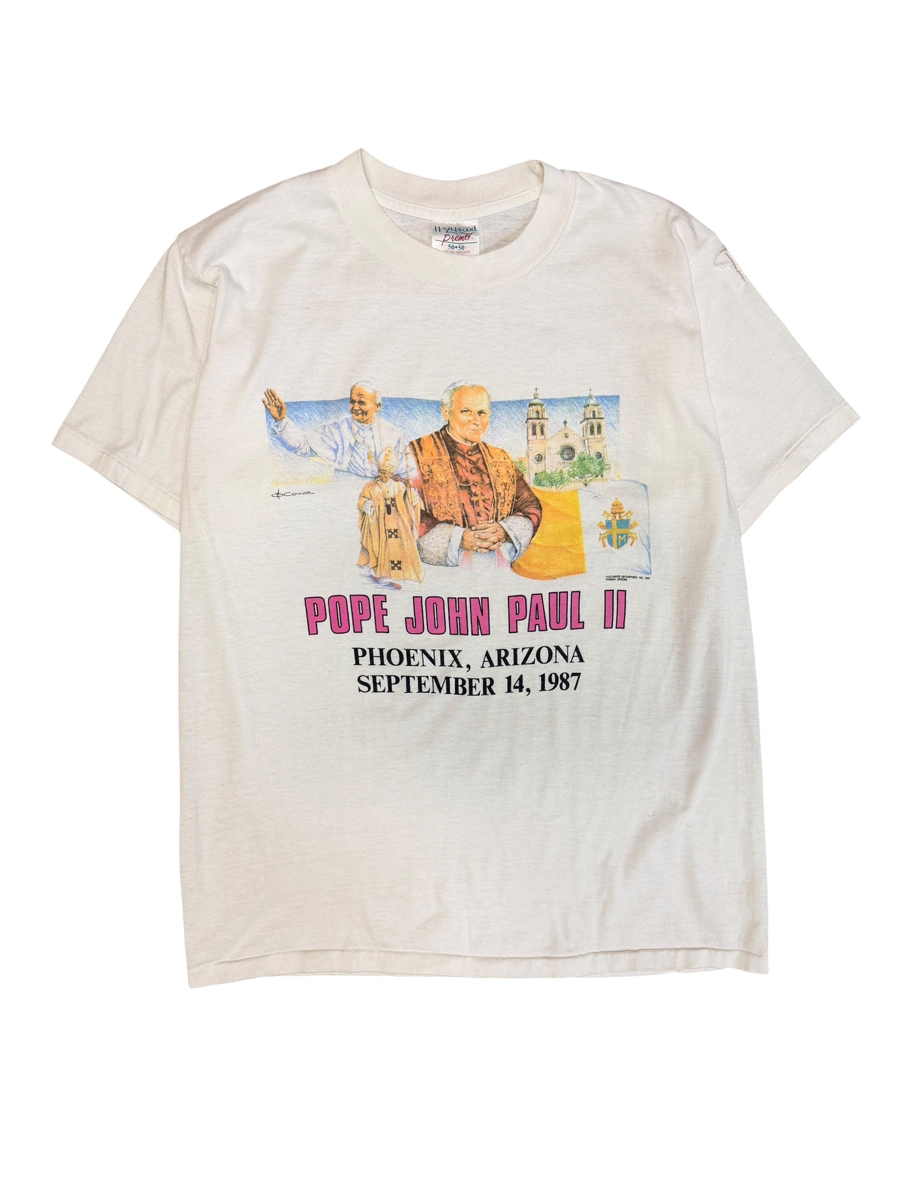 Vintage 1980s Pope John Paul II Graphic Shirt Large