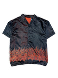 Vintage 2000s Button Up Flame Skull Cross Shirt