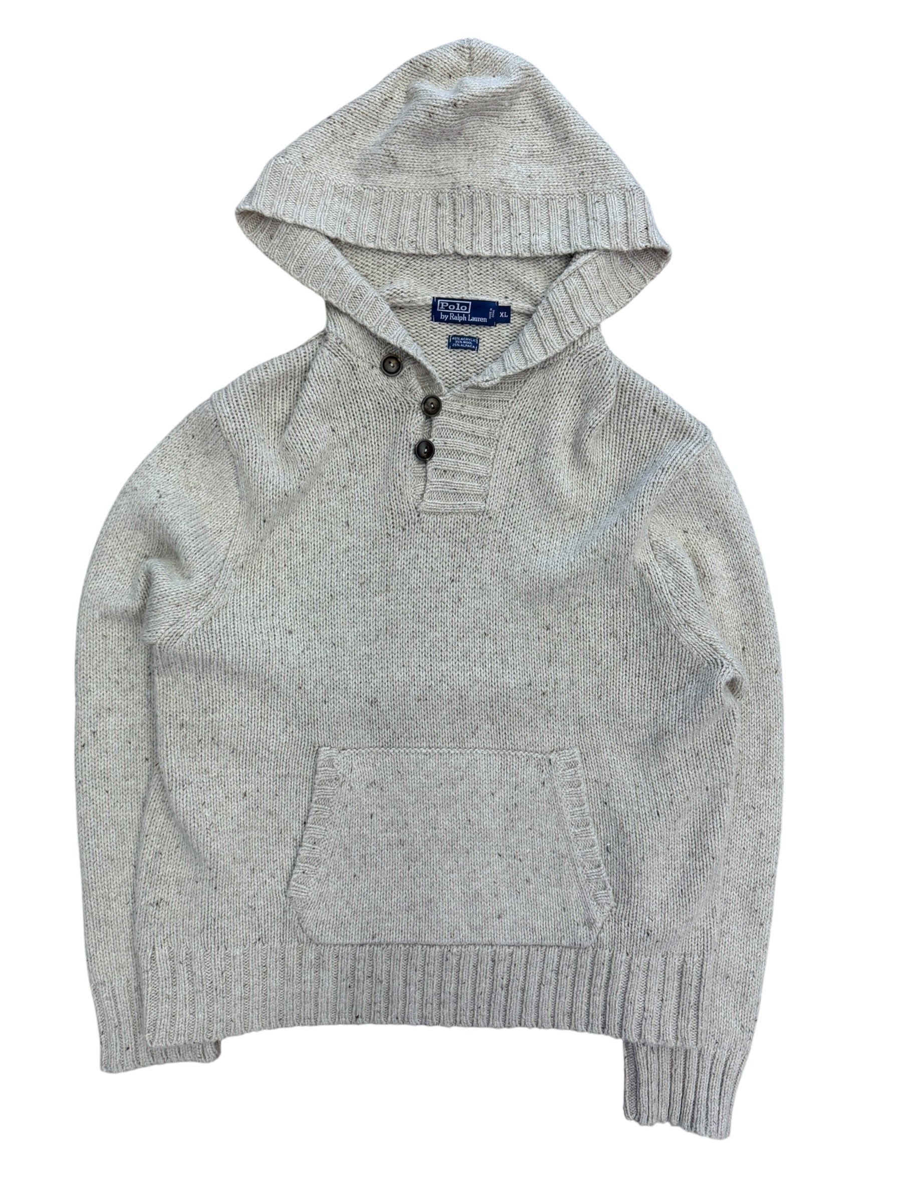 Vintage 2000s Polo Tan Knitted Hoodie Sweater XL