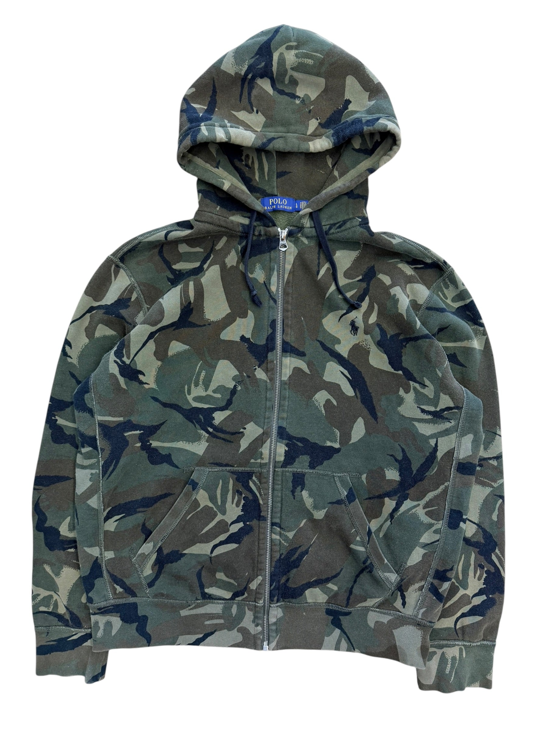 Vintage 2000s Polo Camo Full Zip Up Hoodie Sweater Large