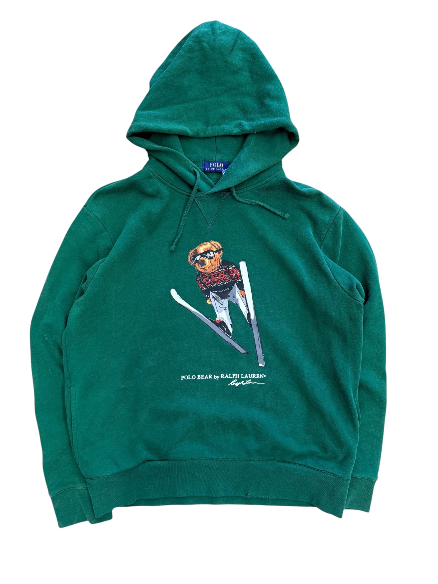 Vintage 2000s Polo Bear Green Hoodie Sweater Large