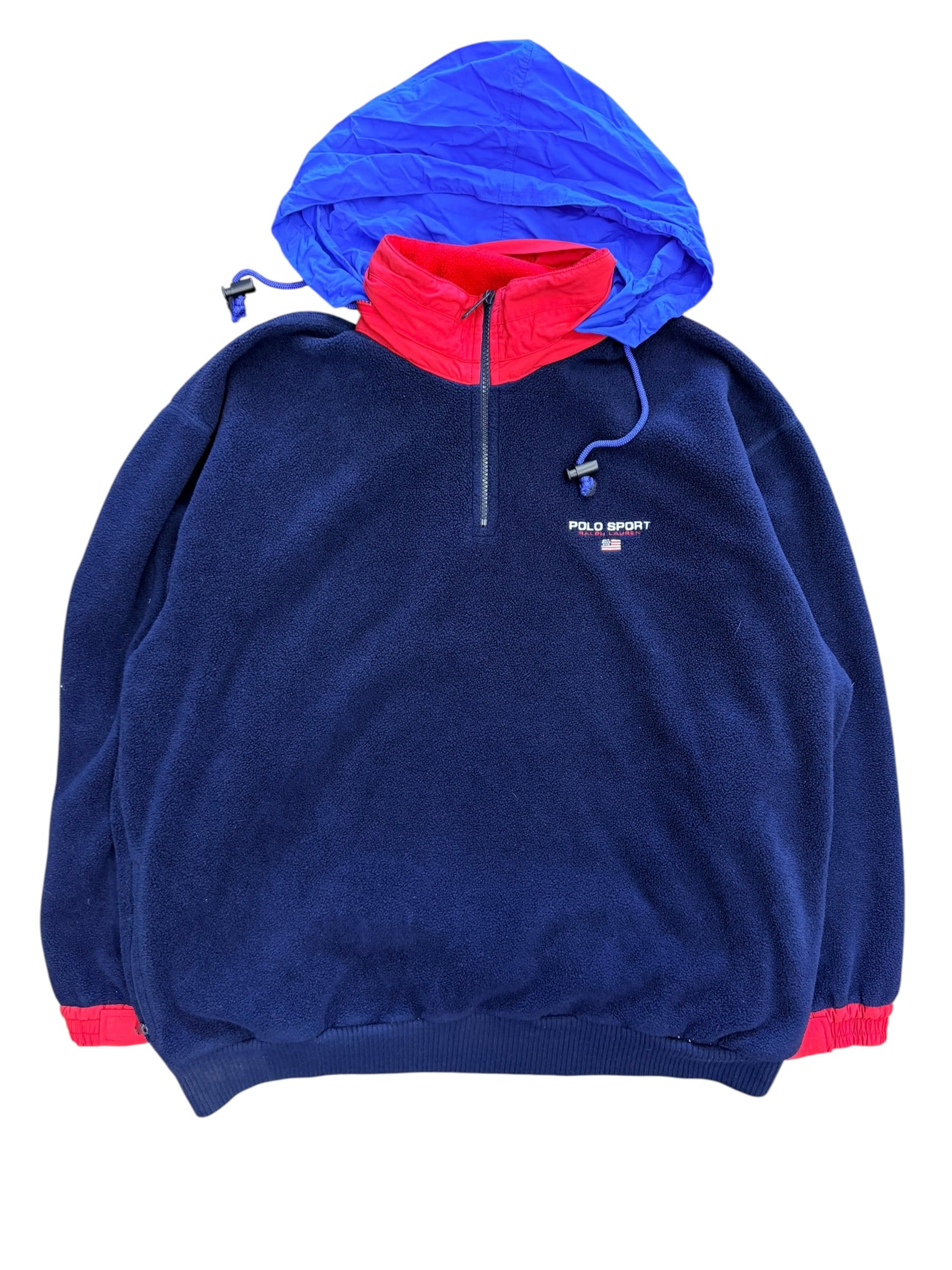 Vintage 1990z Polo Sport Fleece Quarter Zip Hooded Sweater M/L