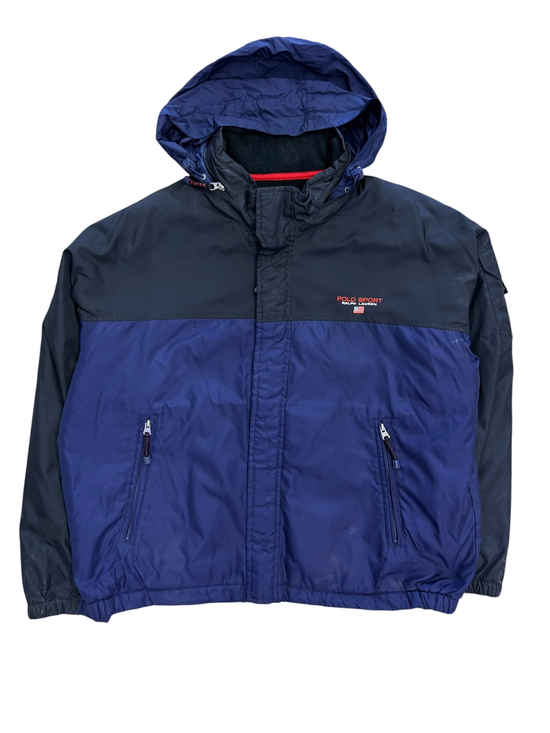 Vintage 1990s Polo Sport Zip Up Navy Black Jacket 2XL