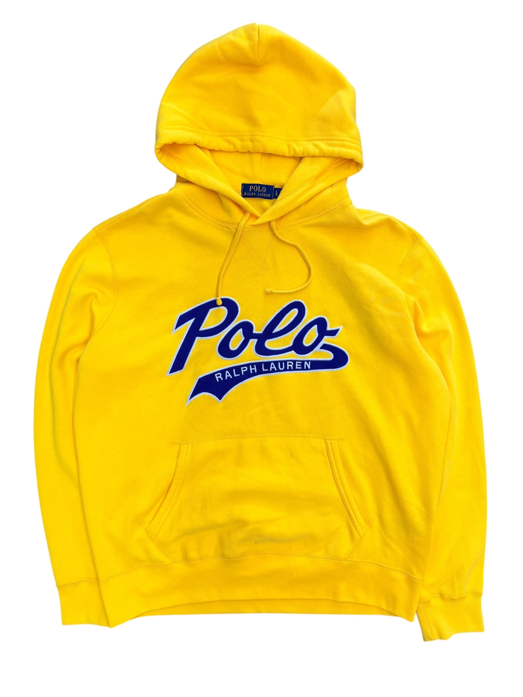 Vintage 2000s Polo Script Yellow Hoodie Large