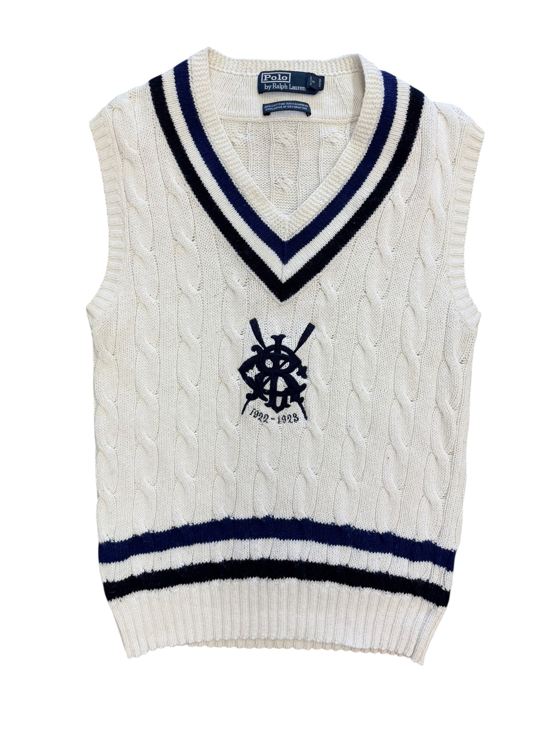 Vintage 1990s Polo Cable Knit Cricket Vest Sweater Medium