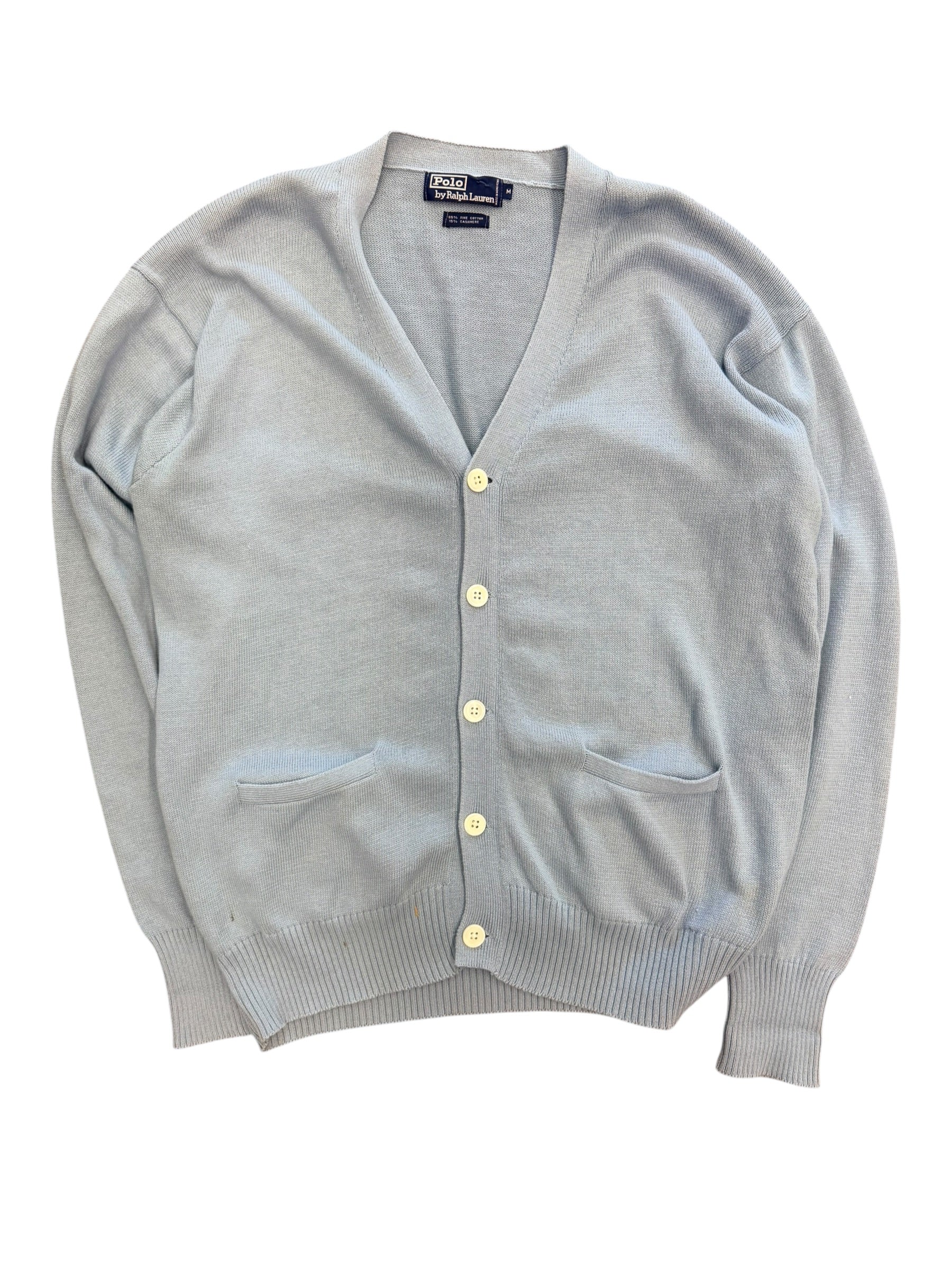 Vintage 2000s Polo Baby Blue Button Up Sweater Medium