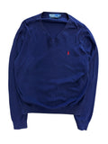Vintage 2000s Polo Navy Blue Knit V Neck Sweater Large