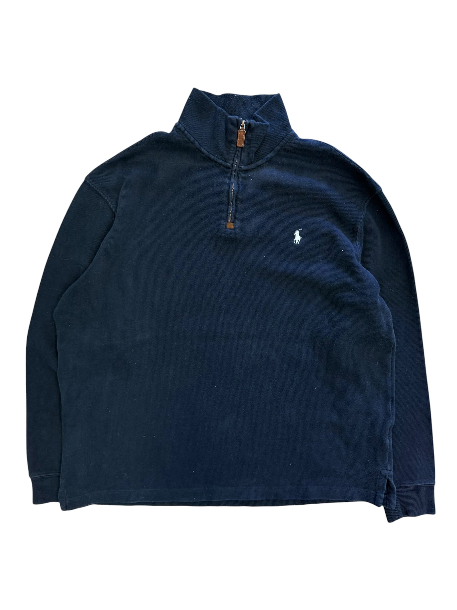 Vintage 2000s Polo Black White Pony Quarter Zip Sweater