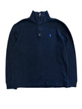 Vintage 2000s Polo Black Blue Pony Quarter Zip Sweater