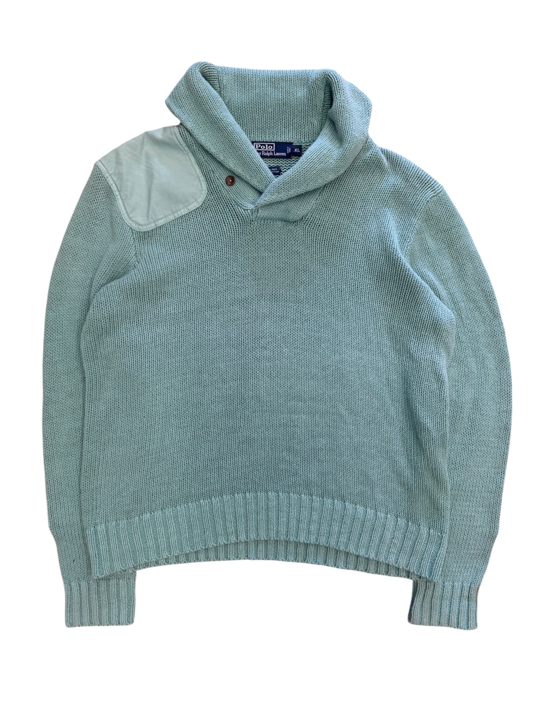 Vintage 90s Polo Green Knit Collared Sweater XL